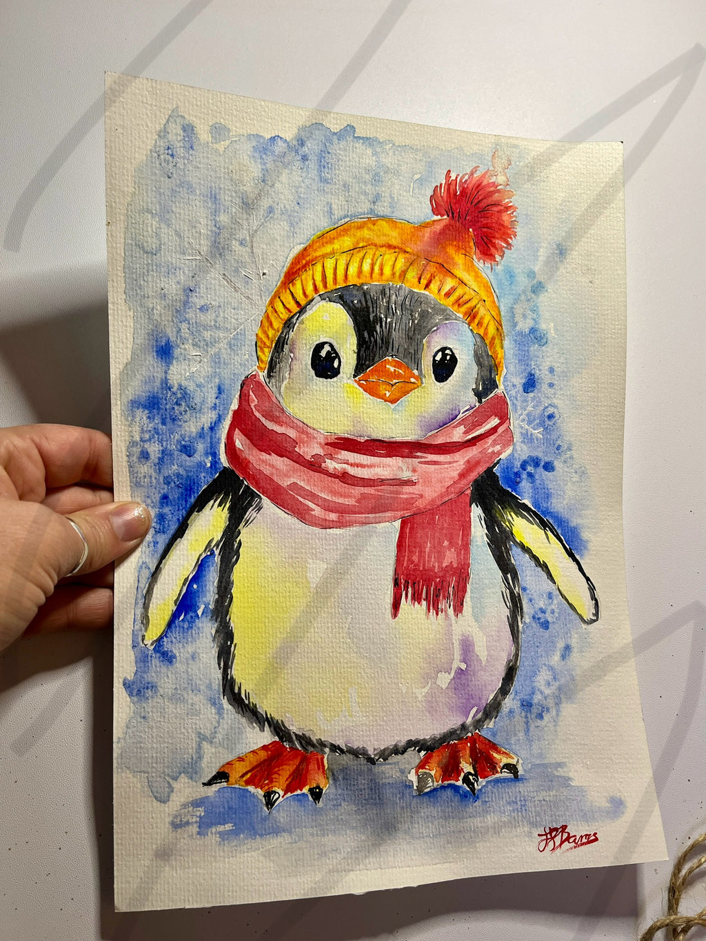 Original Painting penguine watercolour  image 1