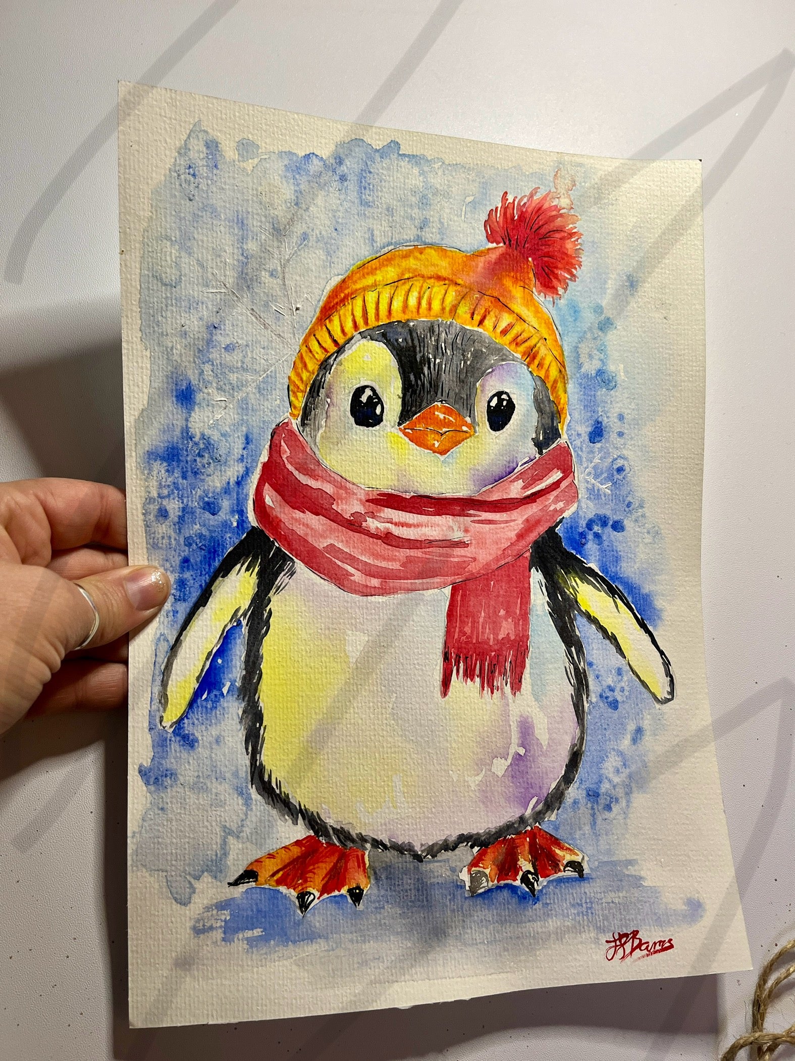 Original Painting penguine watercolour  image 1