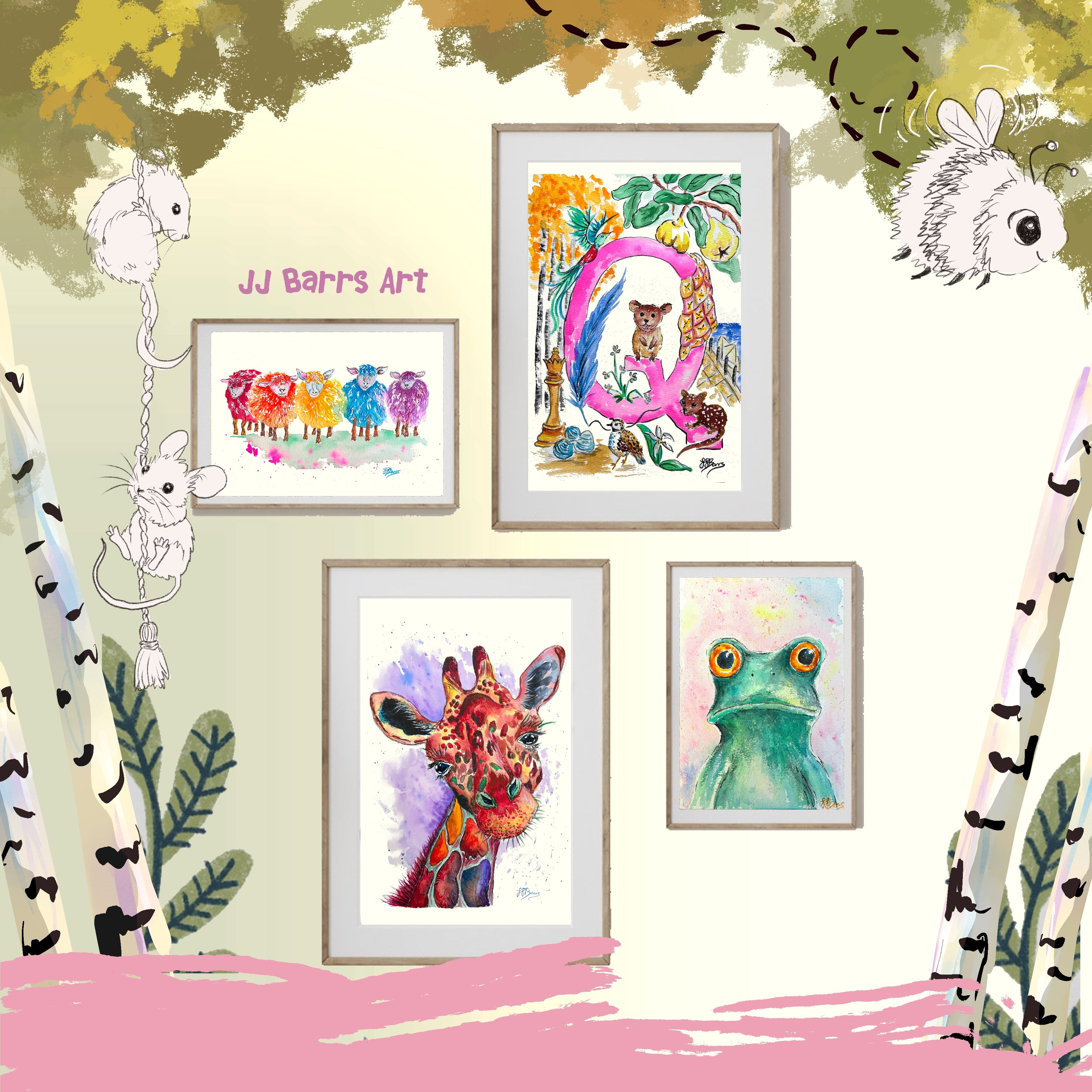 *Q* A4/A3 Custom Name And Letter, Watercolour Art Print