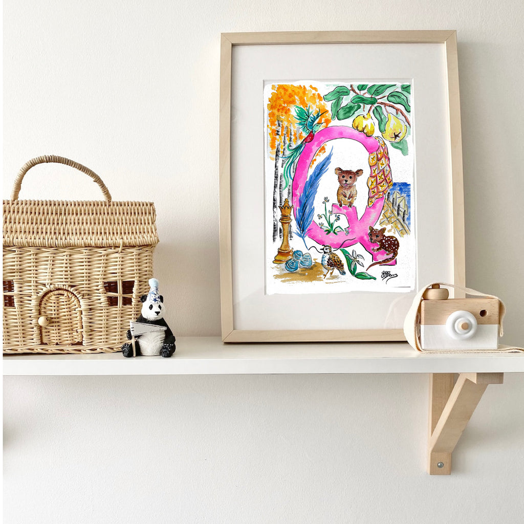 *Q* A4/A3 Custom Name And Letter, Watercolour Art Print