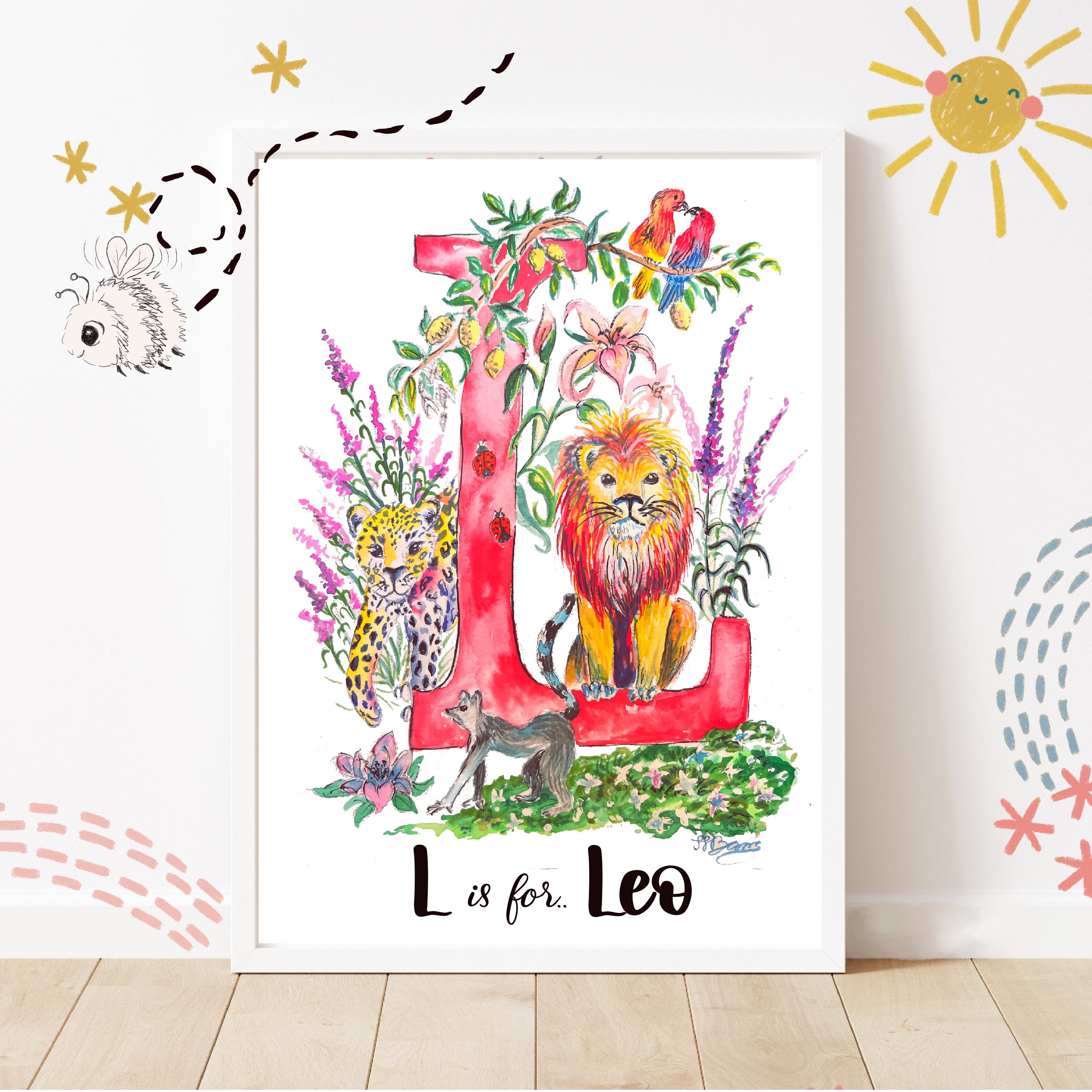  *L* A4/A3 Custom Name And Letter, Watercolour Art Print image 0