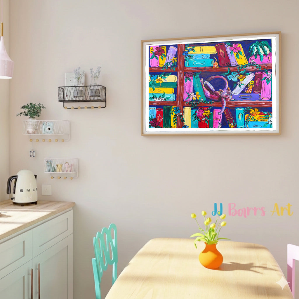 Colourful ‘Sleeping Cat’  JJ Barrs using colourful Acrylic l fine art Painting Print
