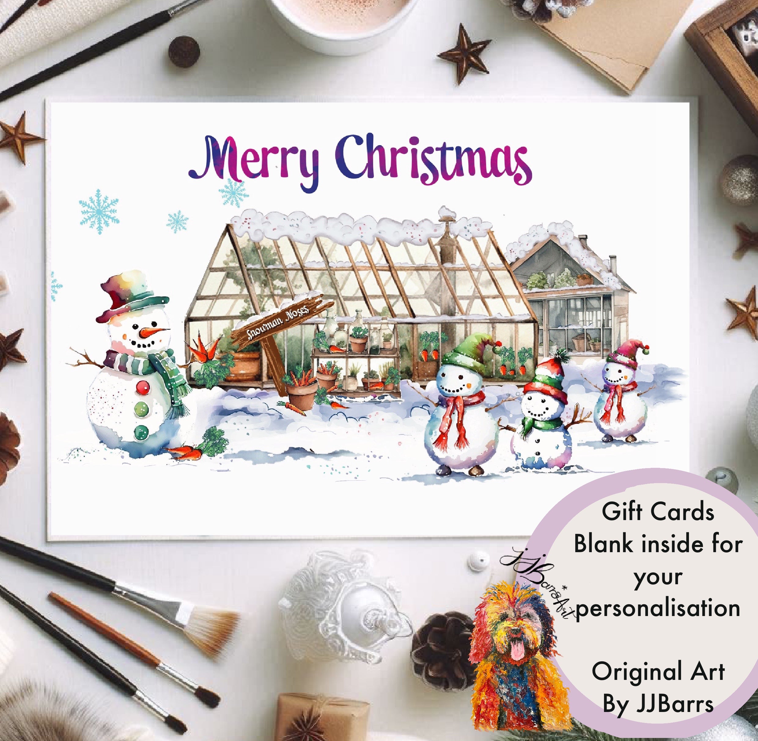 Snowman Nose Factory Greenhouse Christmas Card image 0
