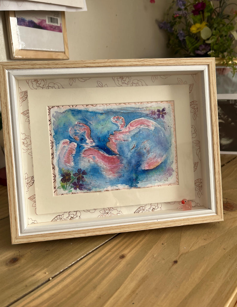 Baby Scan Personalised Watercolour Painting, Ultrasound Scan Art