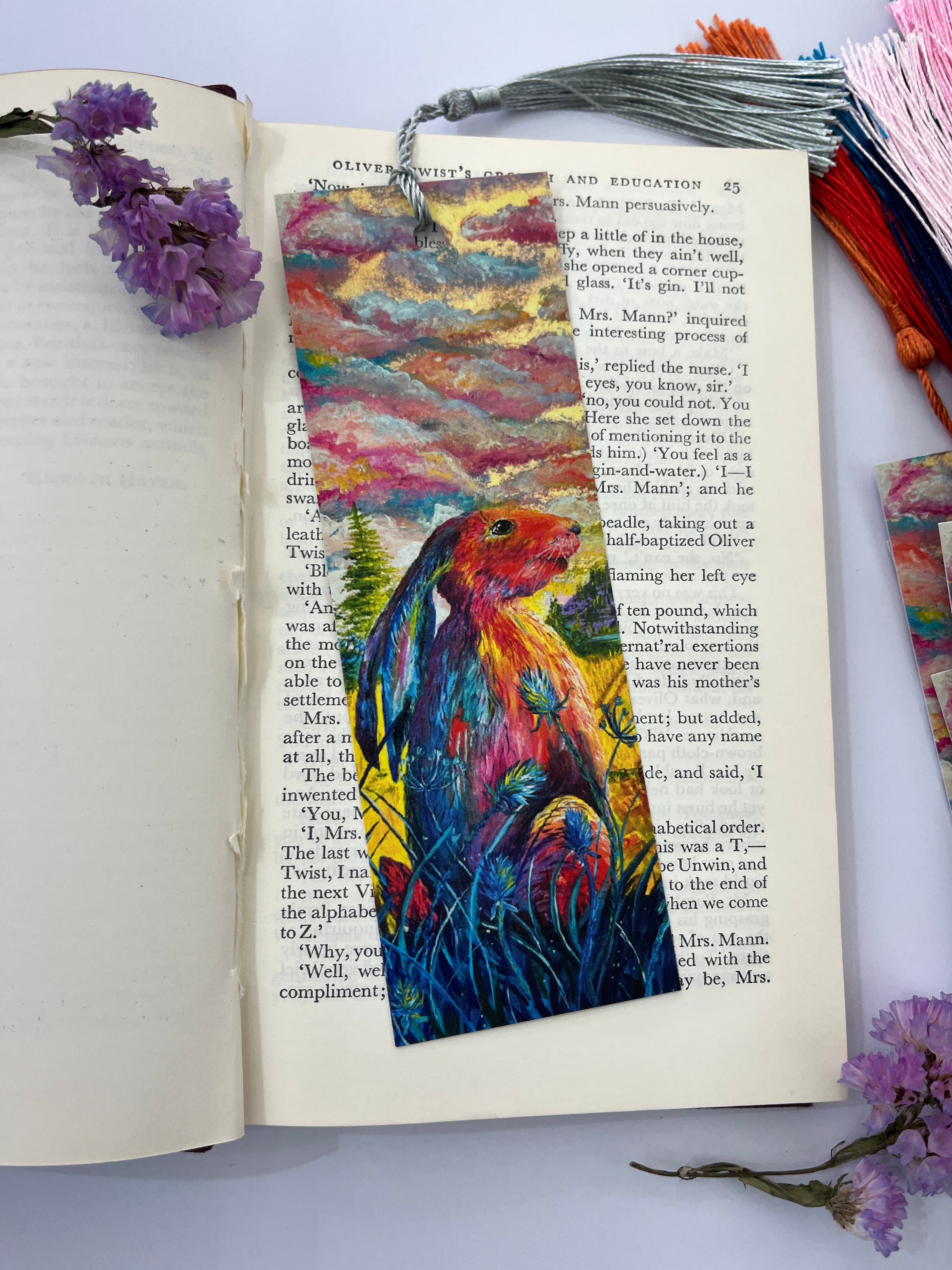 Sunset Hare Bookmark, majestic hare art  image 2