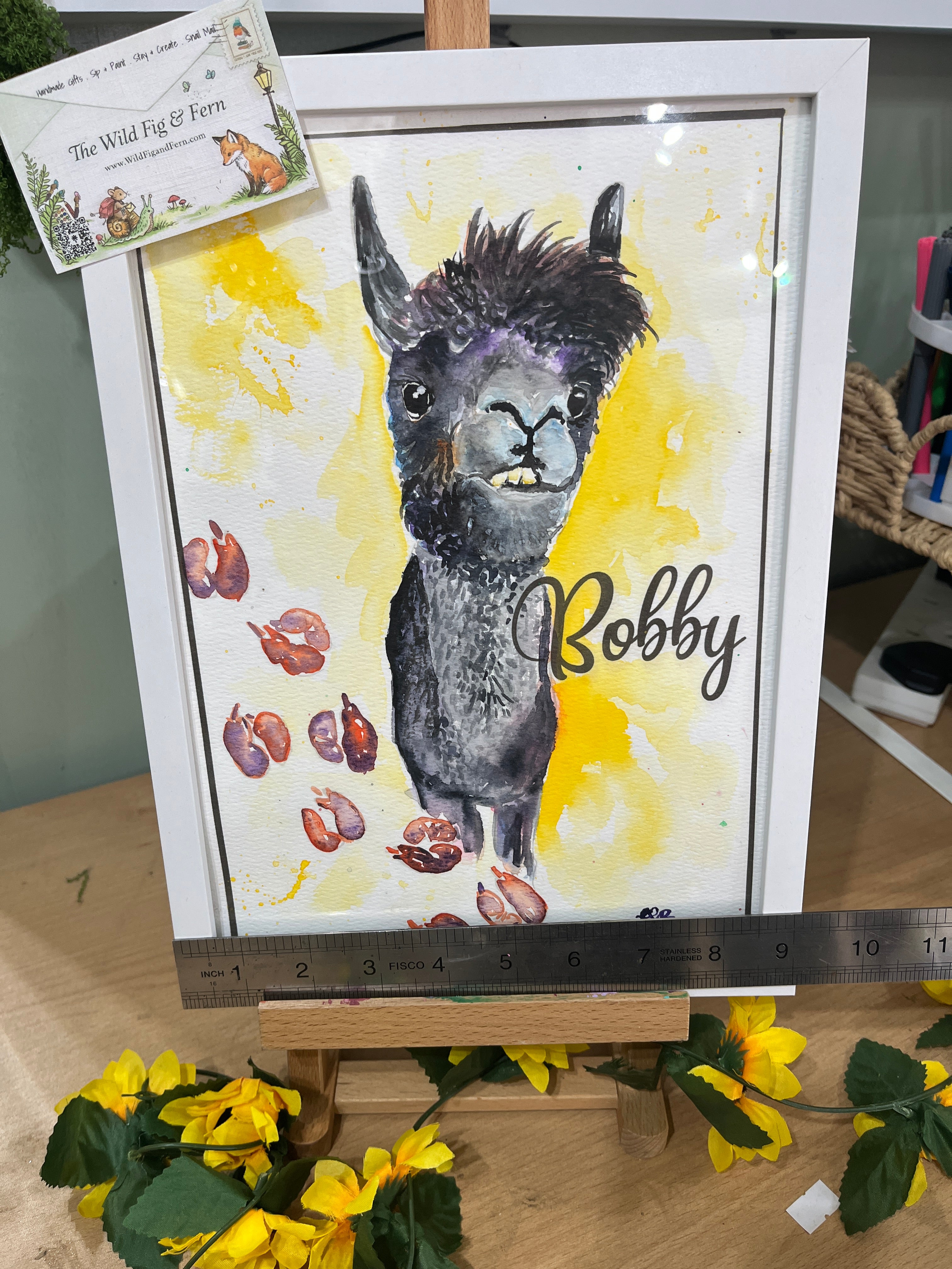 Bobby Alpaca Fine Art Original A4 alpacas painting