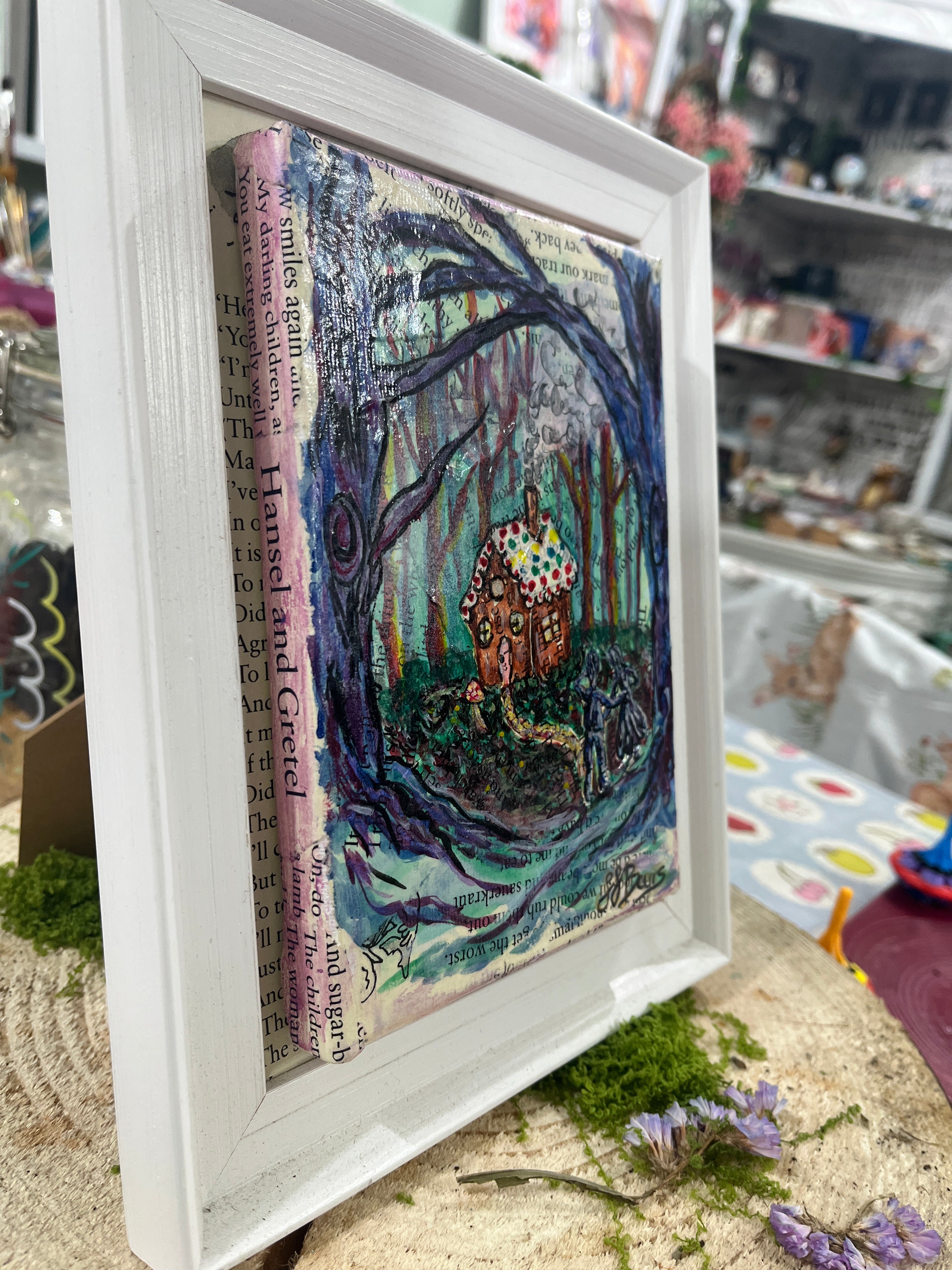 Hansel & Gretel Original Painting , Book Page art-The Wild Fig &amp; Fern