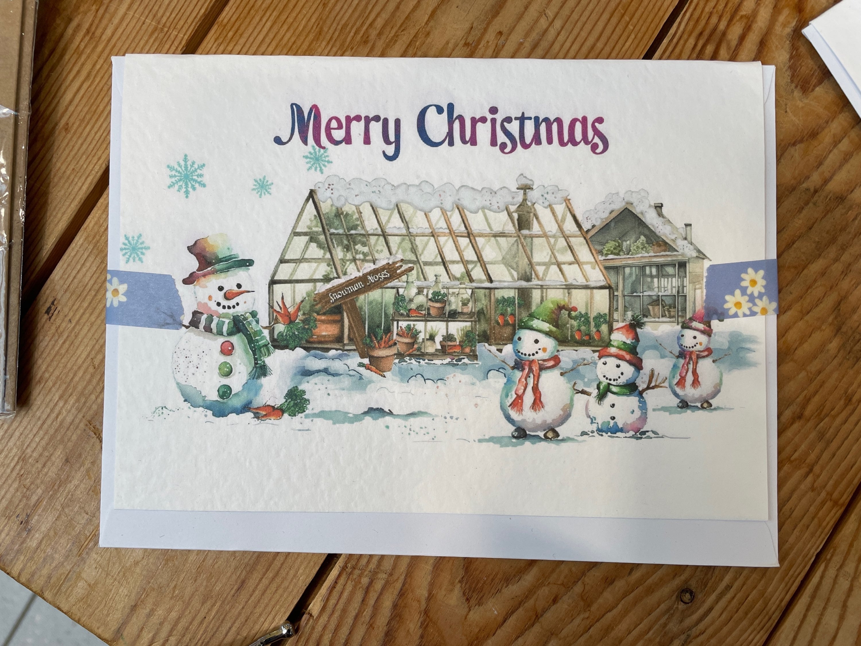 Snowman Nose Factory Greenhouse Christmas Card image 1
