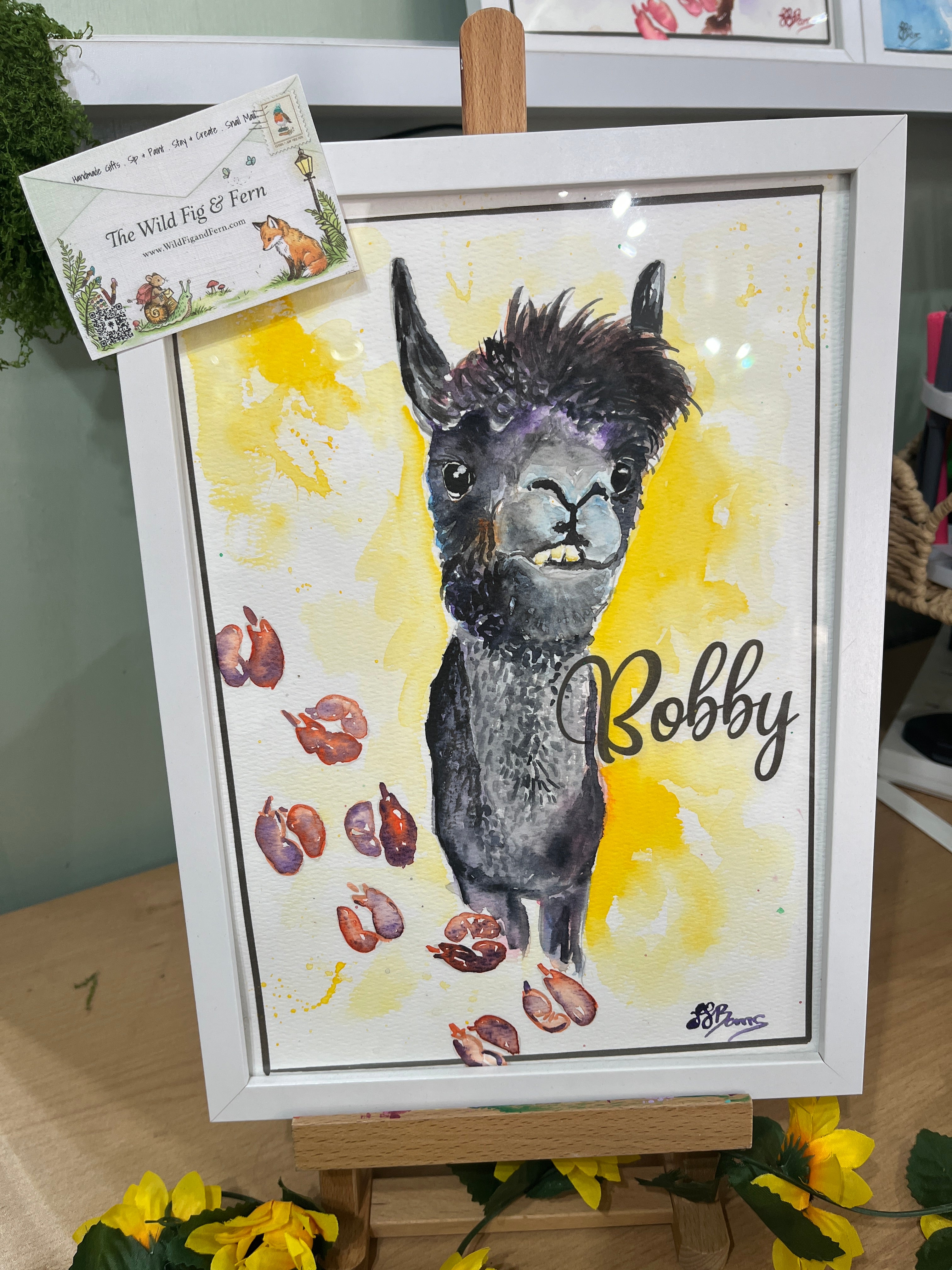 Bobby Alpaca Fine Art Original A4 alpacas painting