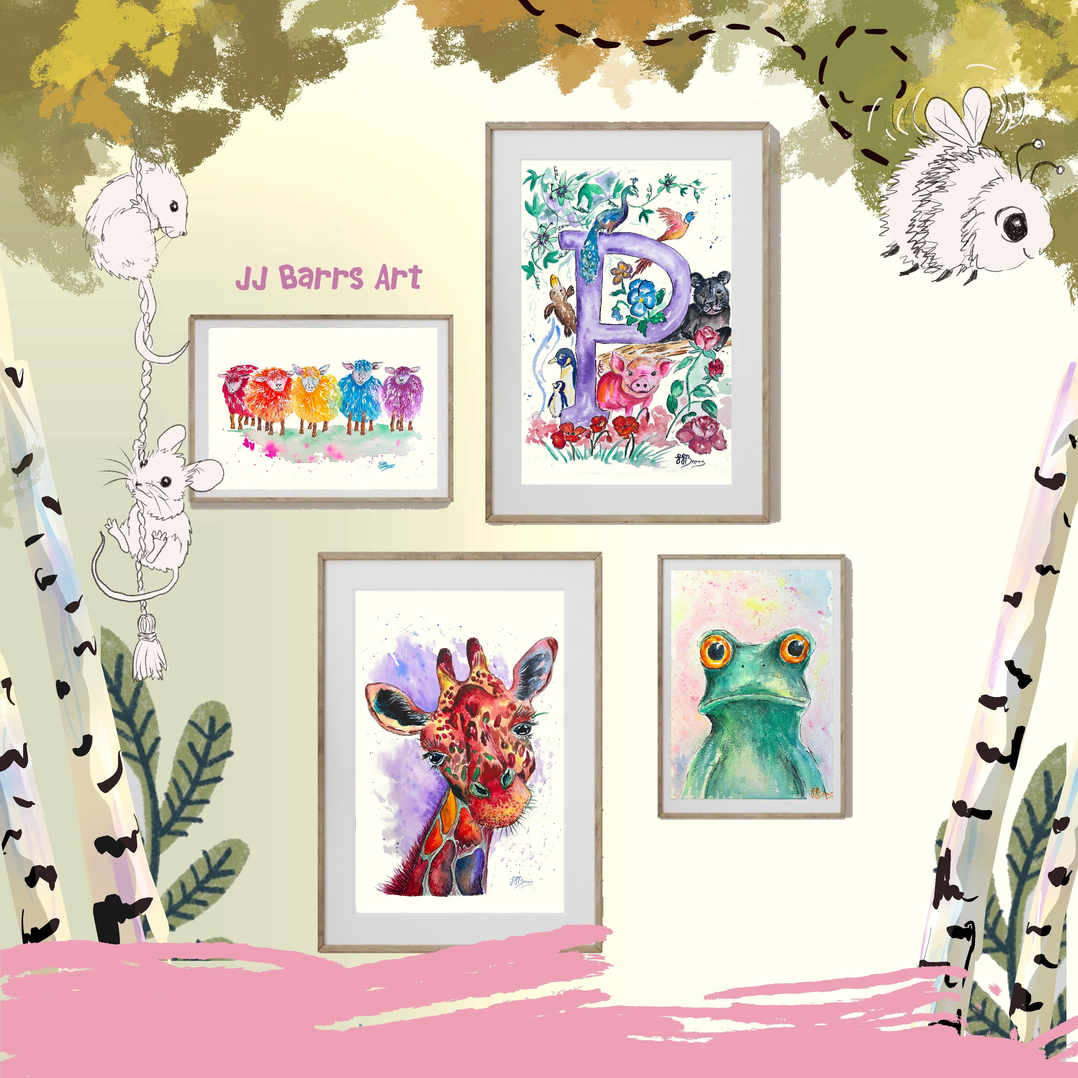 *P* A4/A3 Custom Name And Letter, Watercolour Art Print