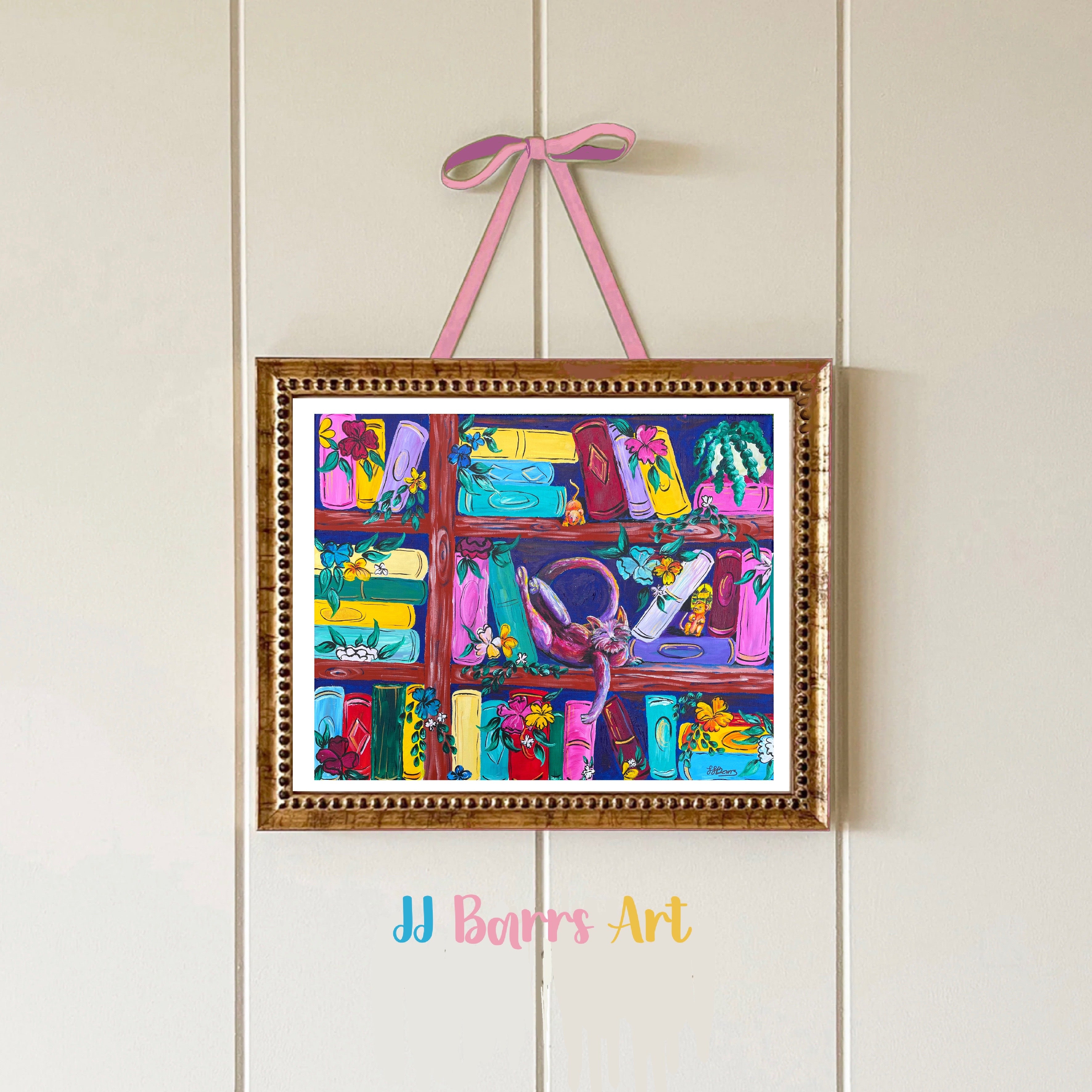Colourful ‘Sleeping Cat’  JJ Barrs using colourful Acrylic l fine art Painting Print