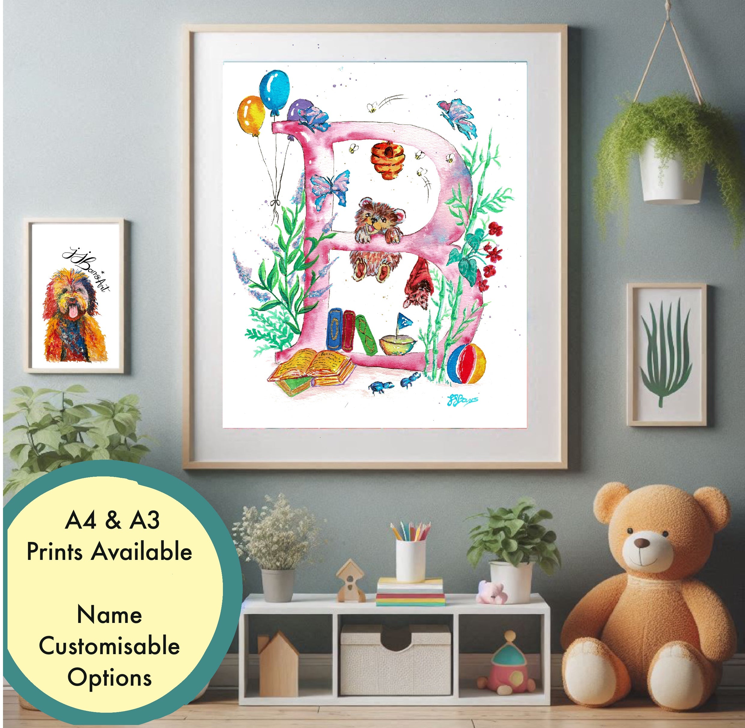 Letter *B* A4/A3 Custom Name And Letter, Watercolour Art Print image 3