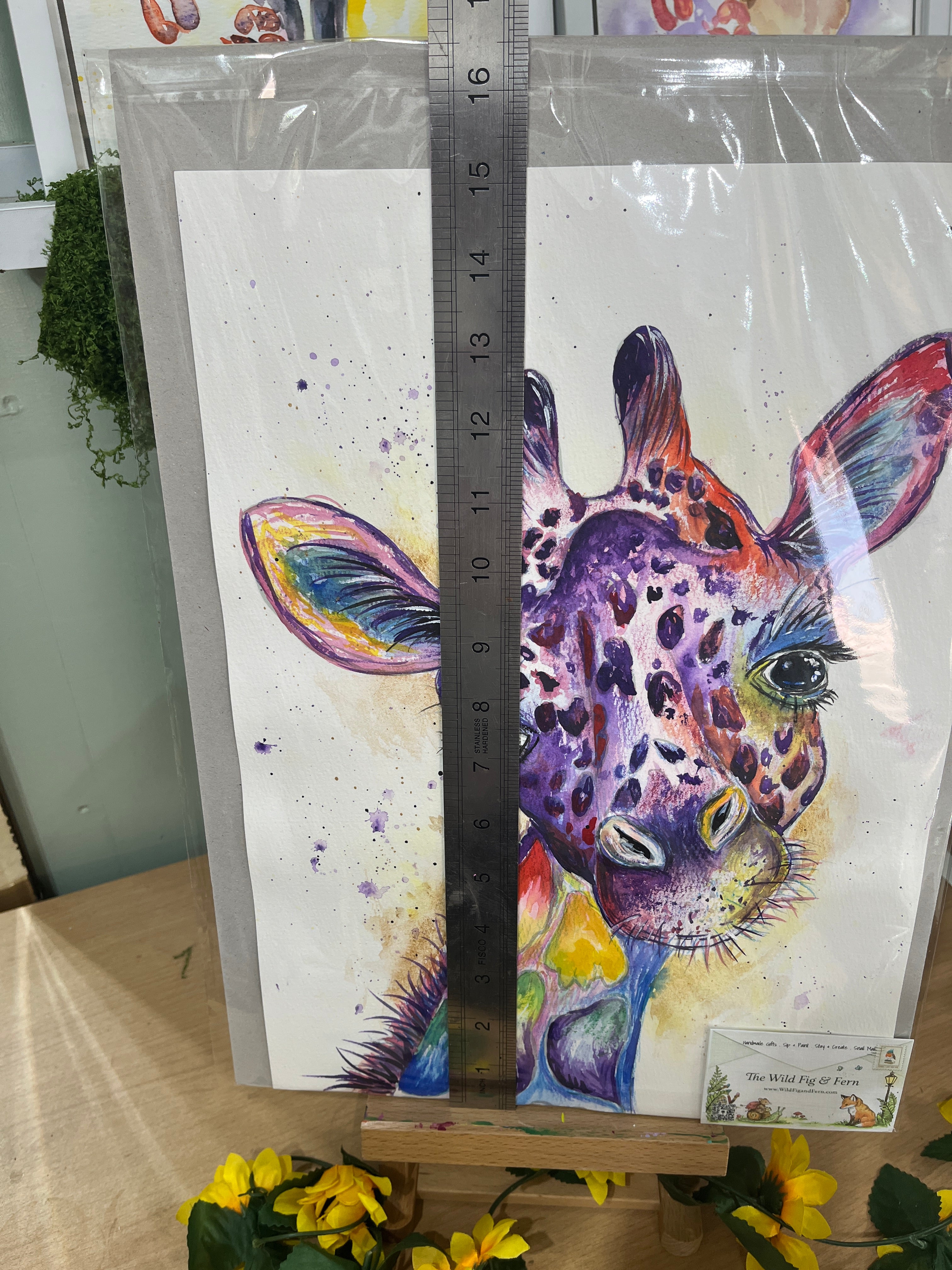 Original Painting Colourful Giraffe Watercolour