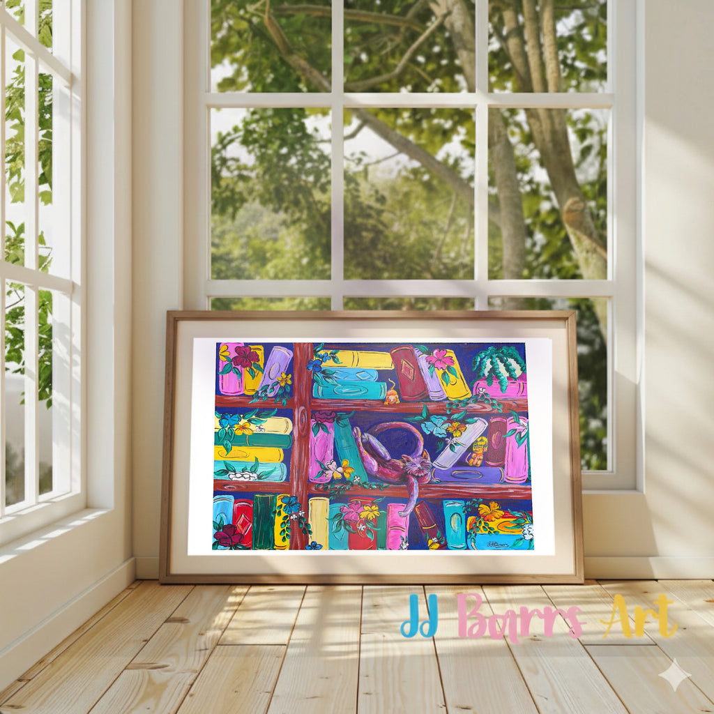 Colourful ‘Sleeping Cat’  JJ Barrs using colourful Acrylic l fine art Painting Print