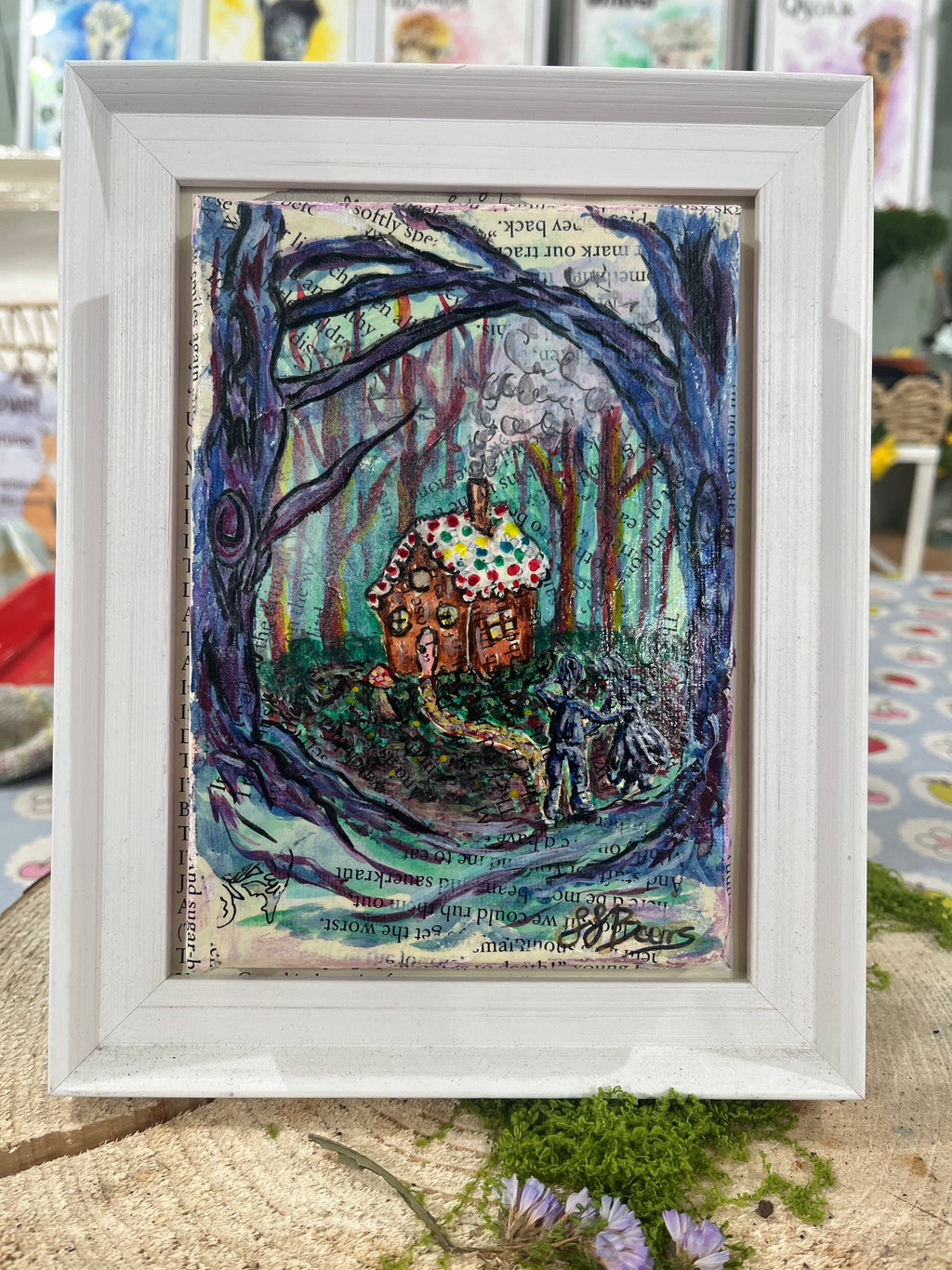 Hansel & Gretel Original Painting , Book Page art-The Wild Fig &amp; Fern