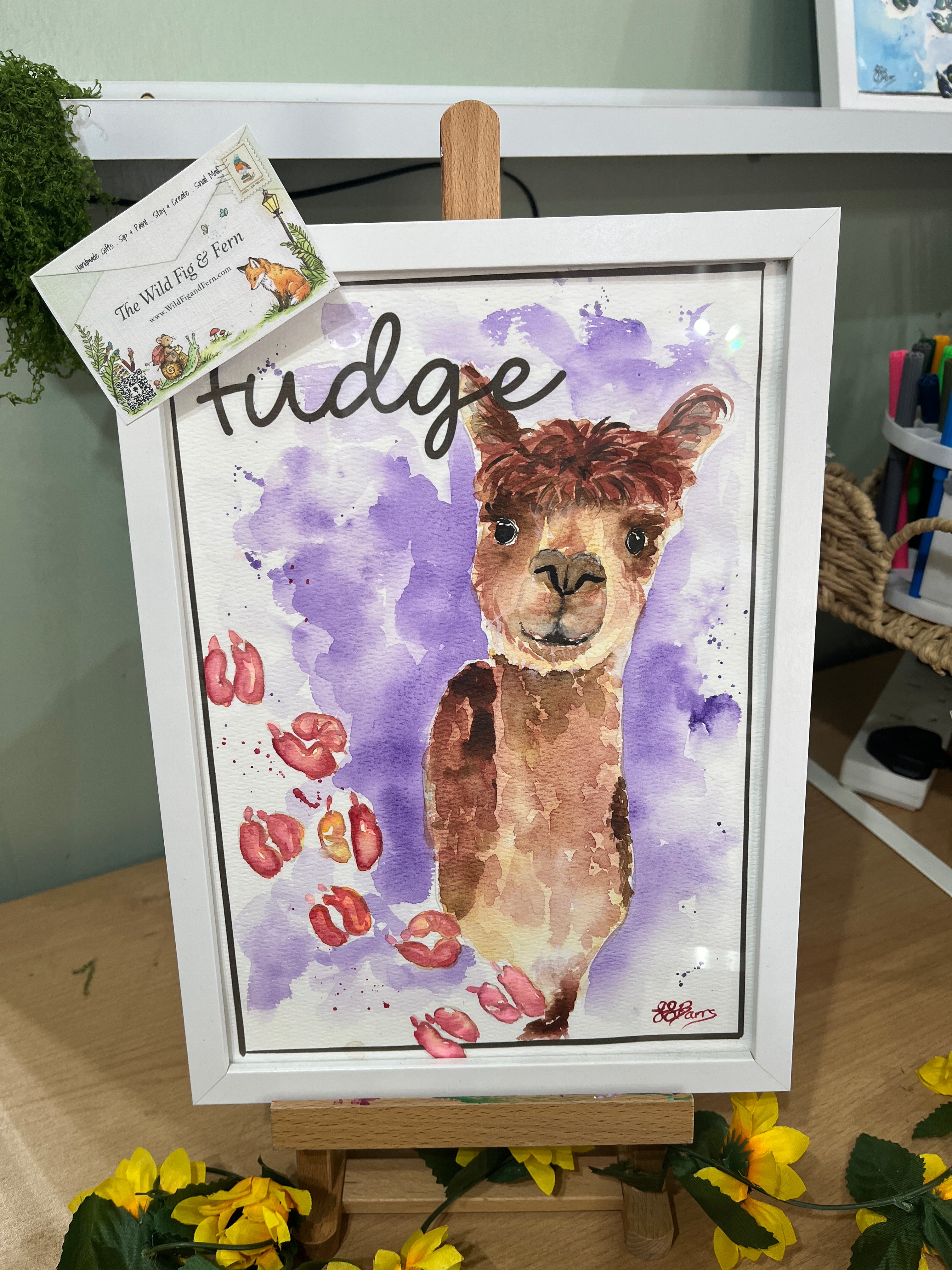 Fudge Alpaca Fine Art Original A4 alpacas painting (Copy)
