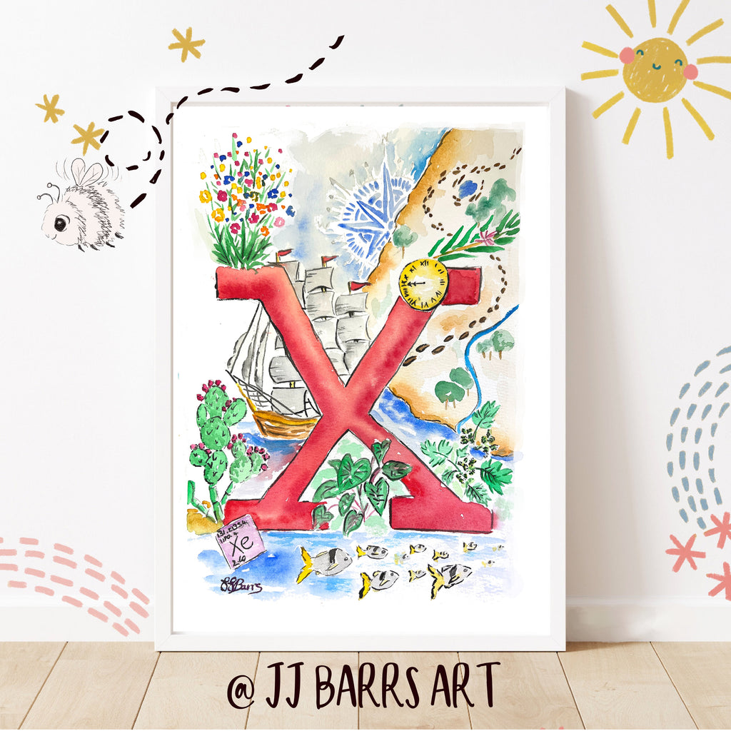 *X* A4/A3 Custom Name And Letter, Watercolour Art Print