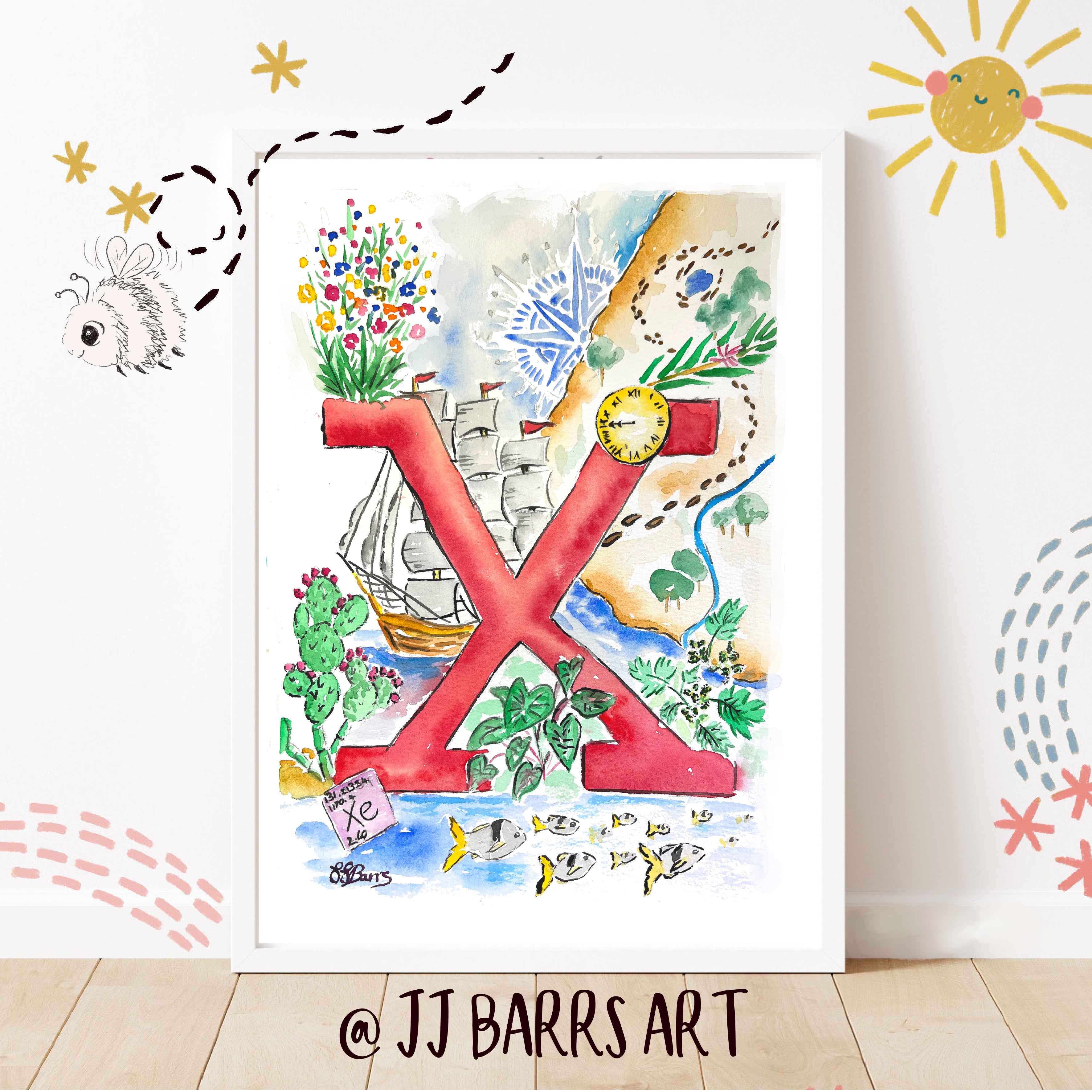*X* A4/A3 Custom Name And Letter, Watercolour Art Print