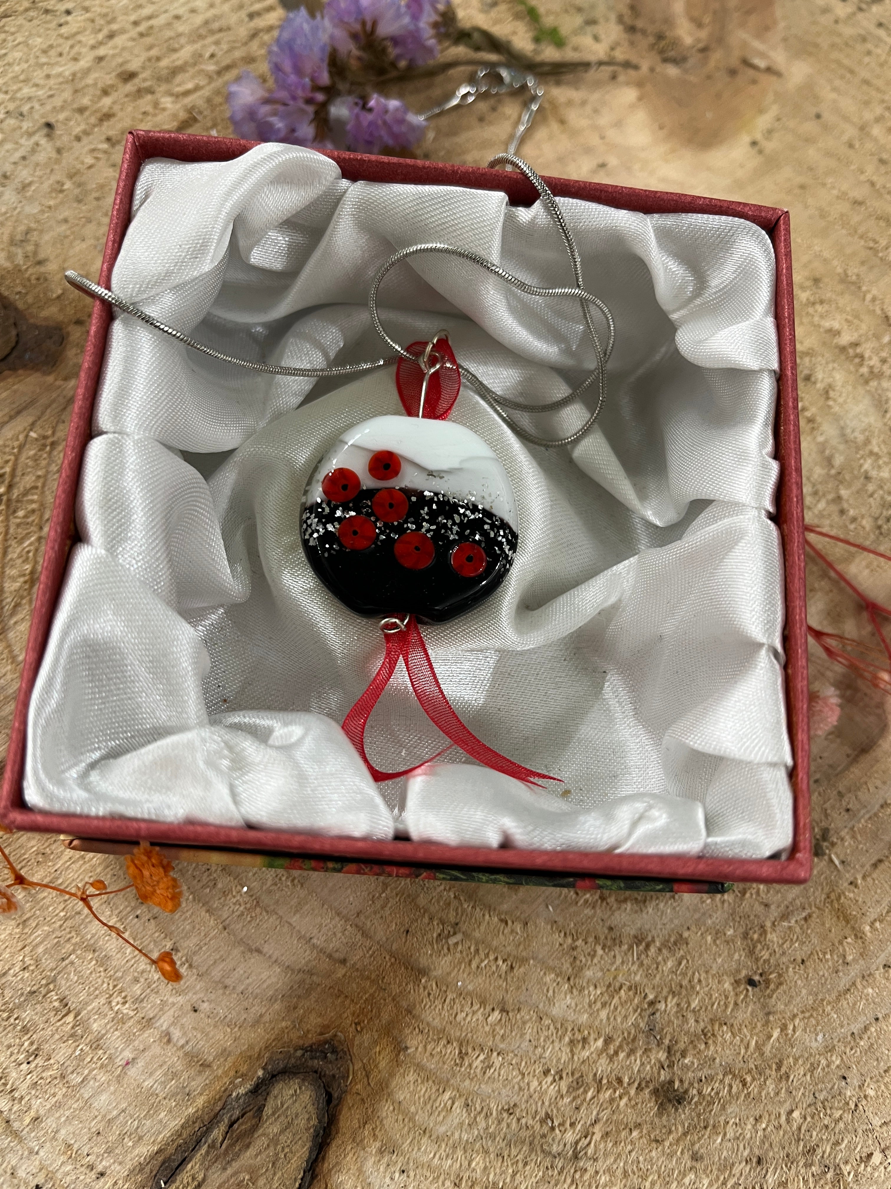 Poppy Remembrance Handmade Glass Pendant