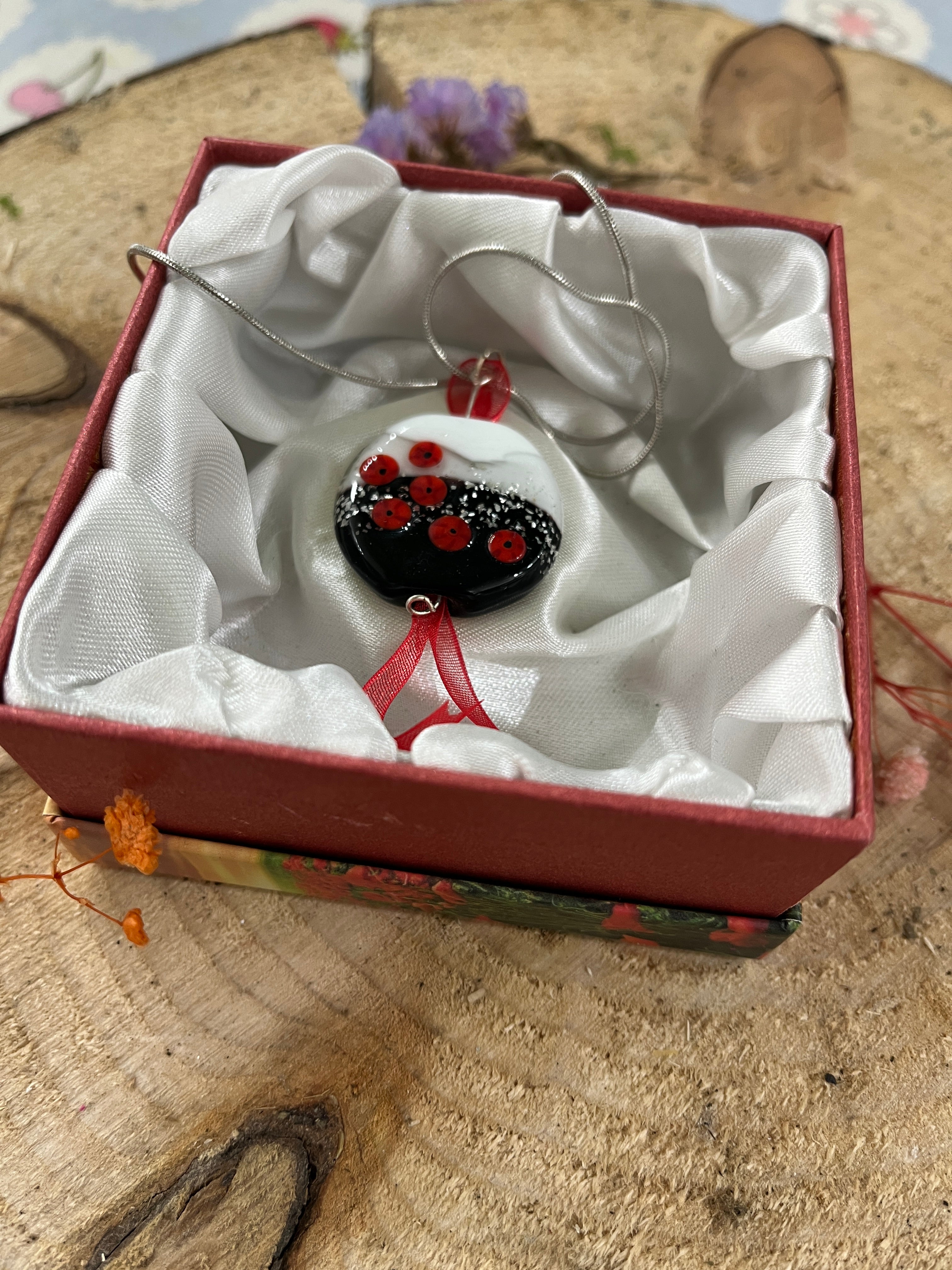 Poppy Remembrance Handmade Glass Pendant