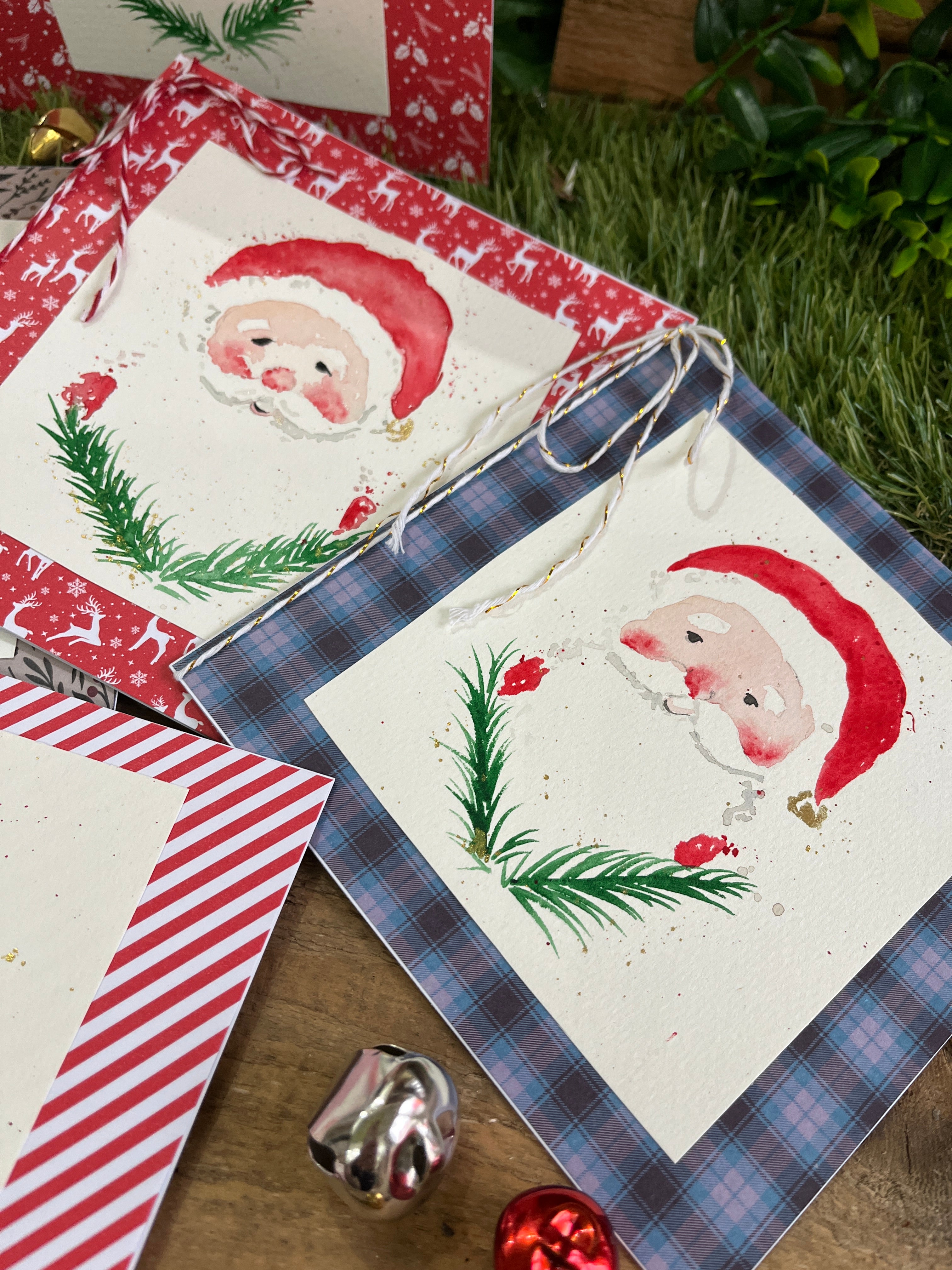 Hand Painted Santa Christmas Card