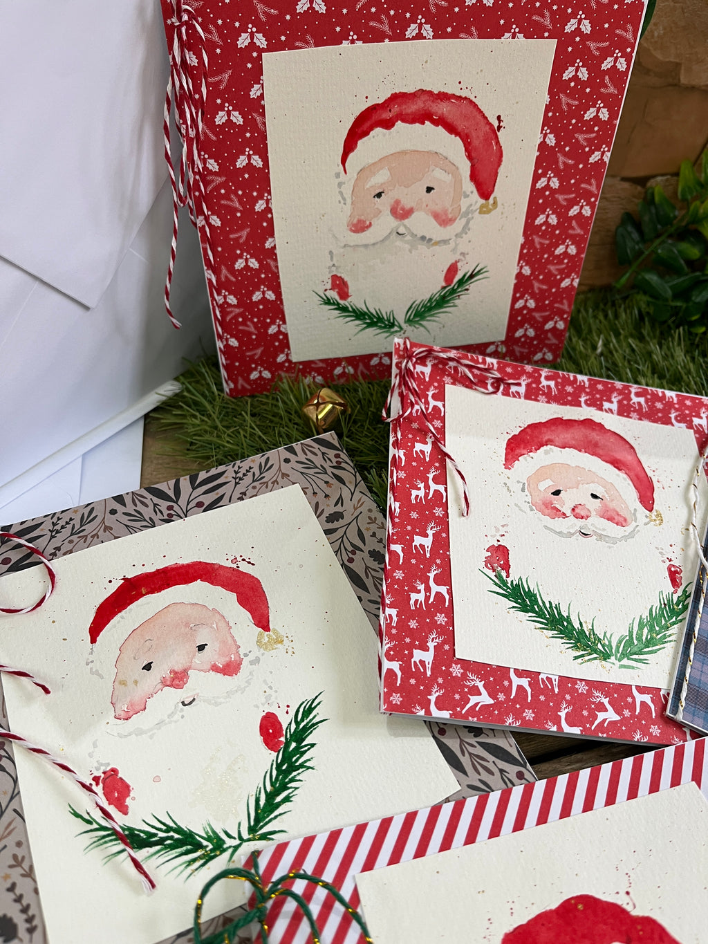 Hand Painted Santa Christmas Card