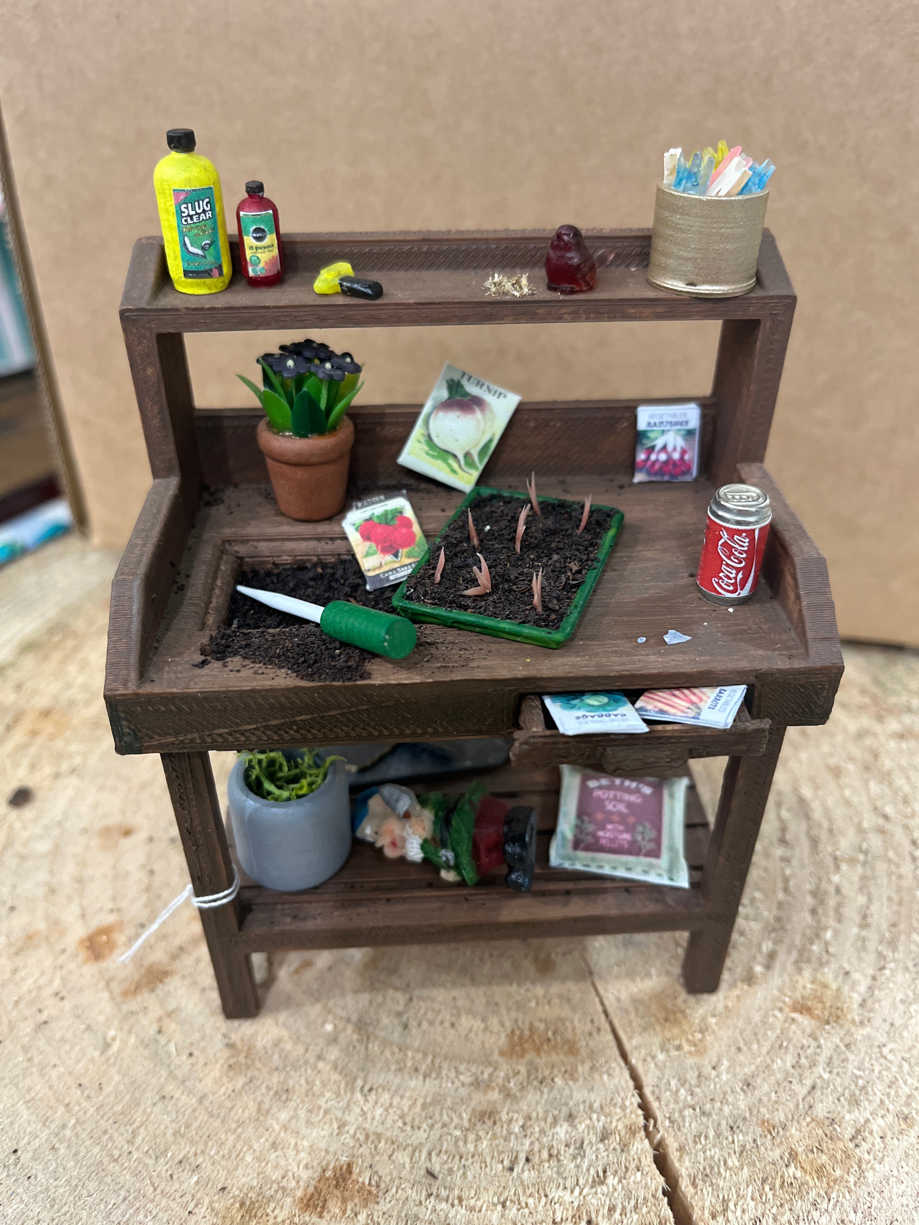 1:12th Scale Potting Bench Complete-The Wild Fig &amp; Fern