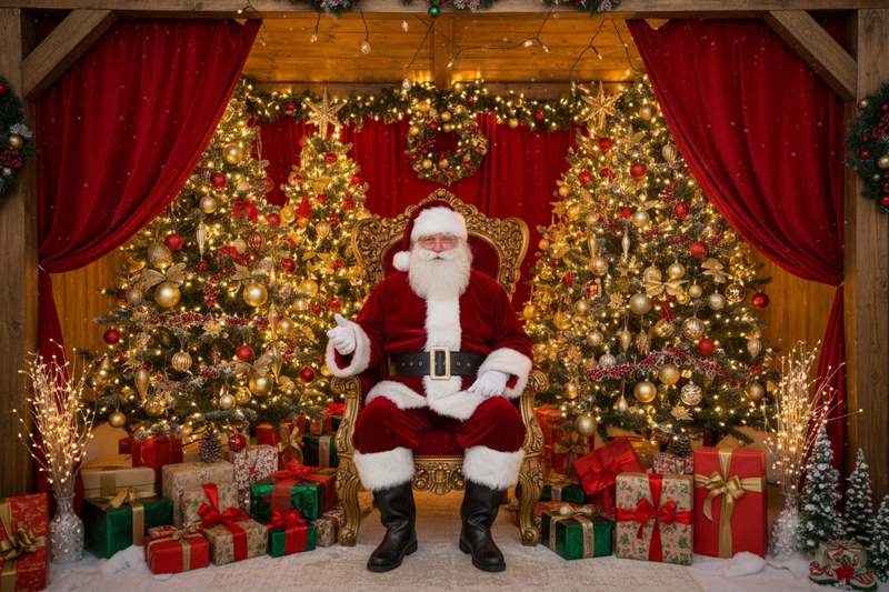 a photo of santa in a grotto Santa Grotto, Buttercups Tearoom, The Wild Fig & Fern, UK Artist Based In Market Harborough From A Shop offering Stay & Create, Rutland, Oakham, Leicestershire, Art Snail Mail