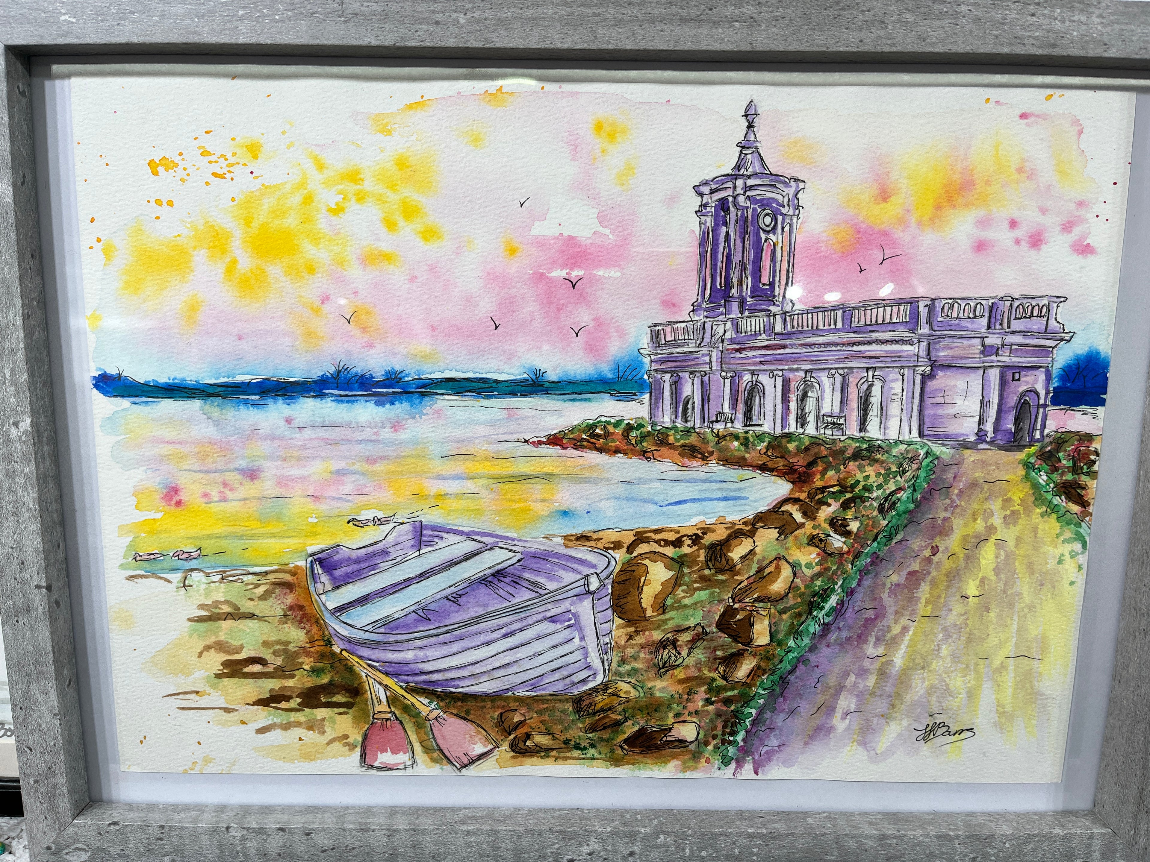 Normanton Church at Rutland Water Original Watercolour Painting image 2