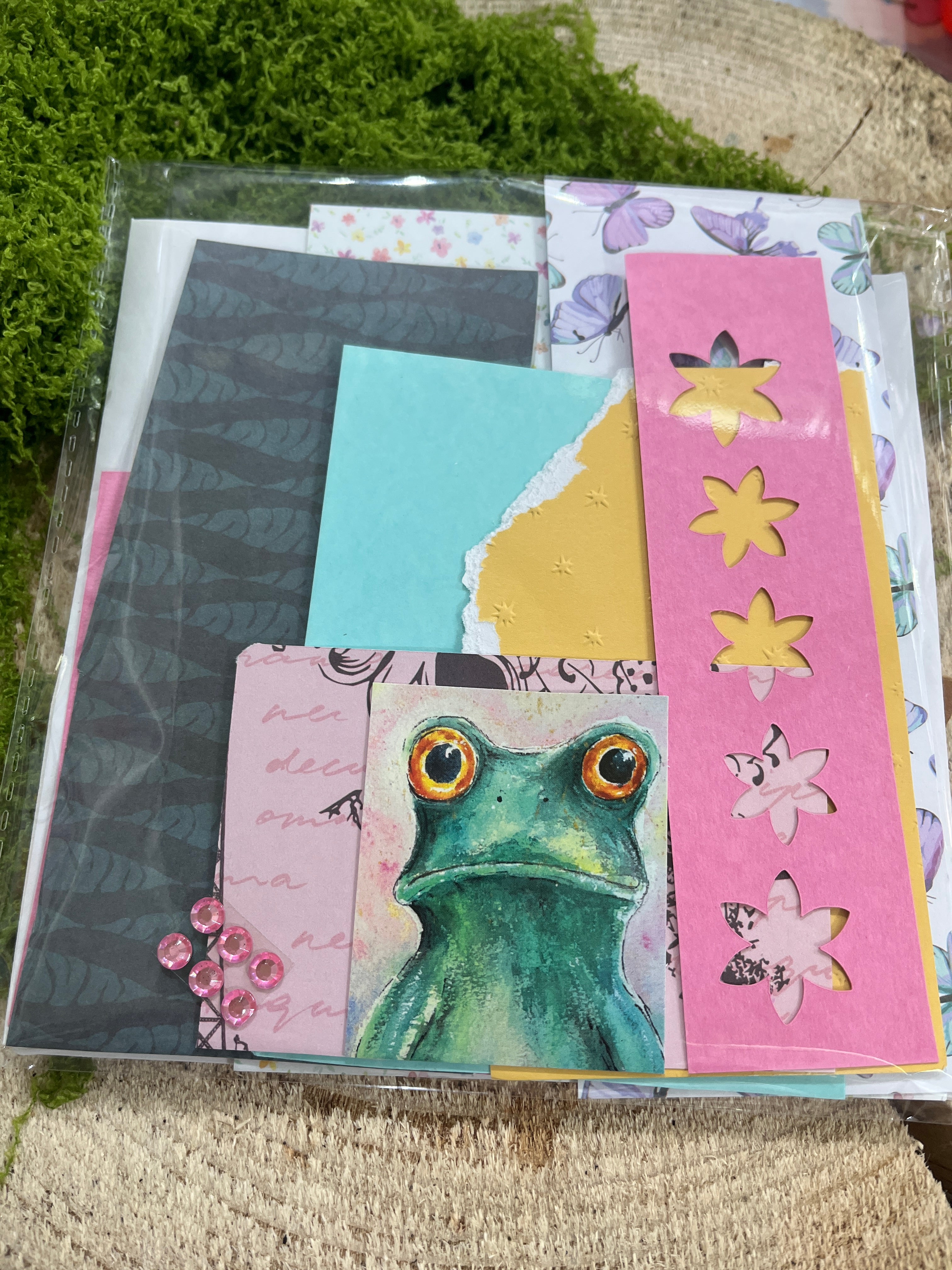 card making craft set, scrap card stickers & stamps
