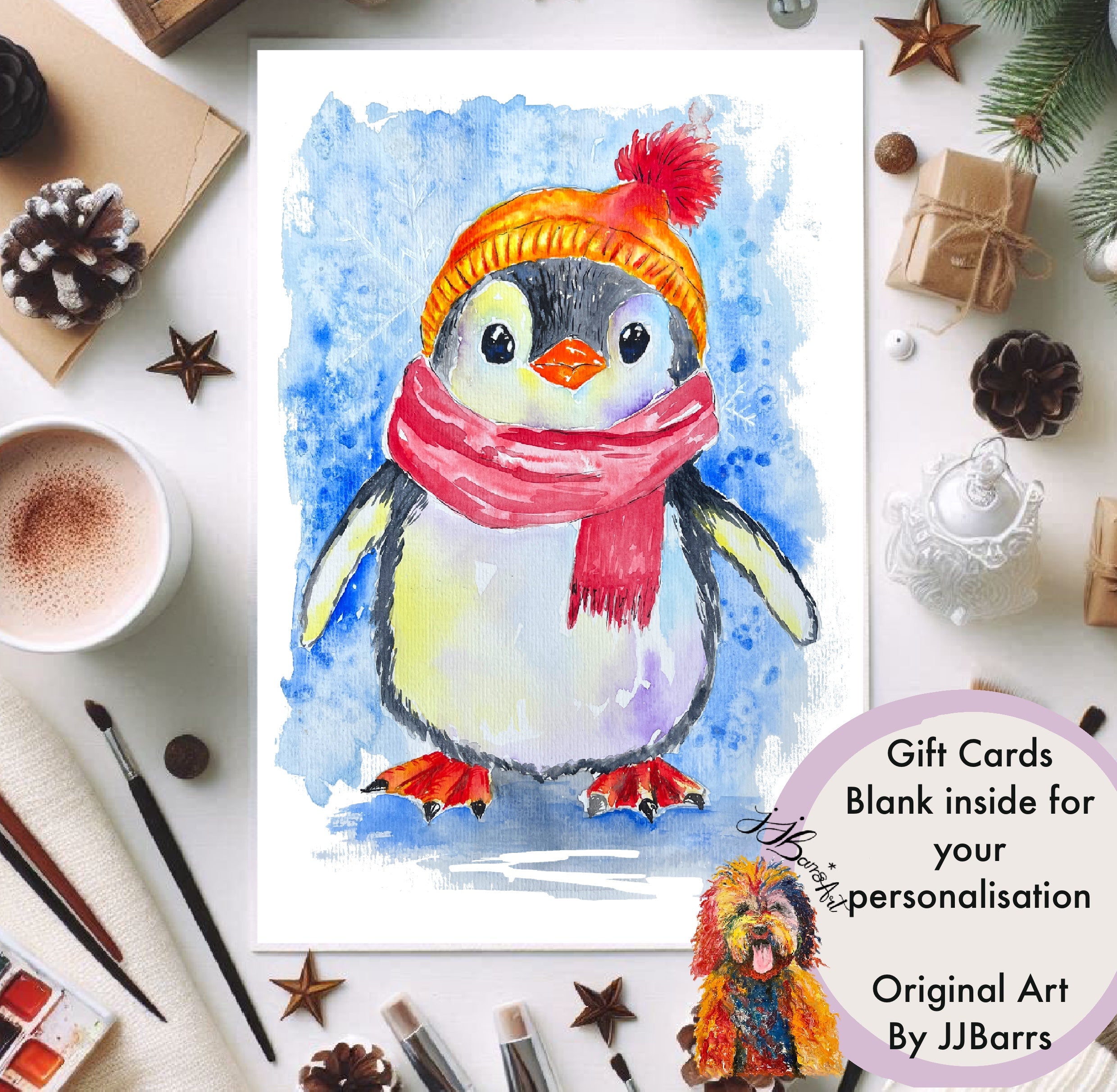 Christmas Card - The Wild Fig & Fern Buttercups Tearoom, JJ Barrs Art, Colourful Art, Gift Ideas, Market Harborough, Places to visit Leicestershire, Child Friendly, crafts, handmade, Christmas Card