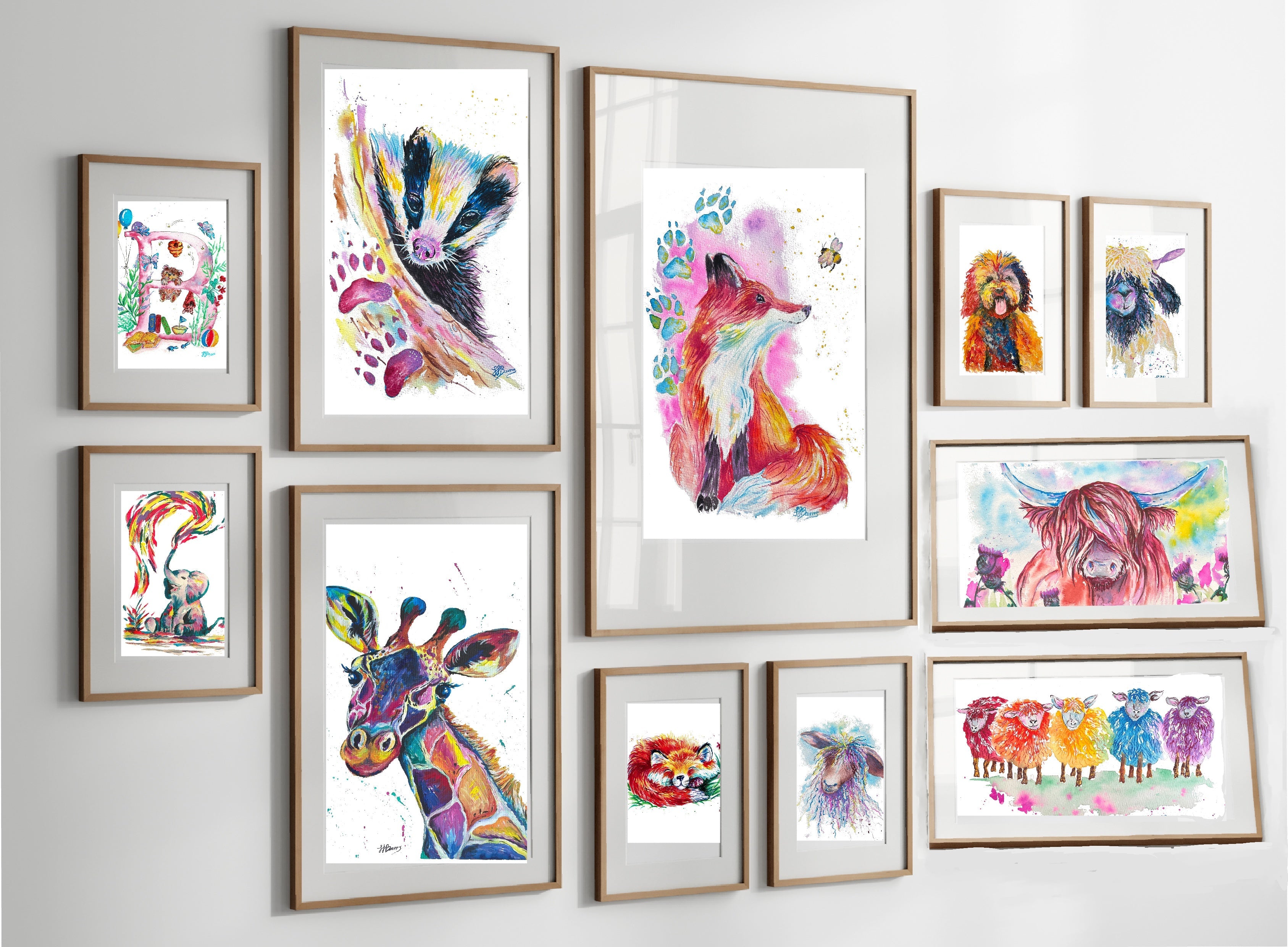 Colourful A Hare’s Harvest Painting Prints, made from acrylic painting-The Wild Fig &amp; Fern