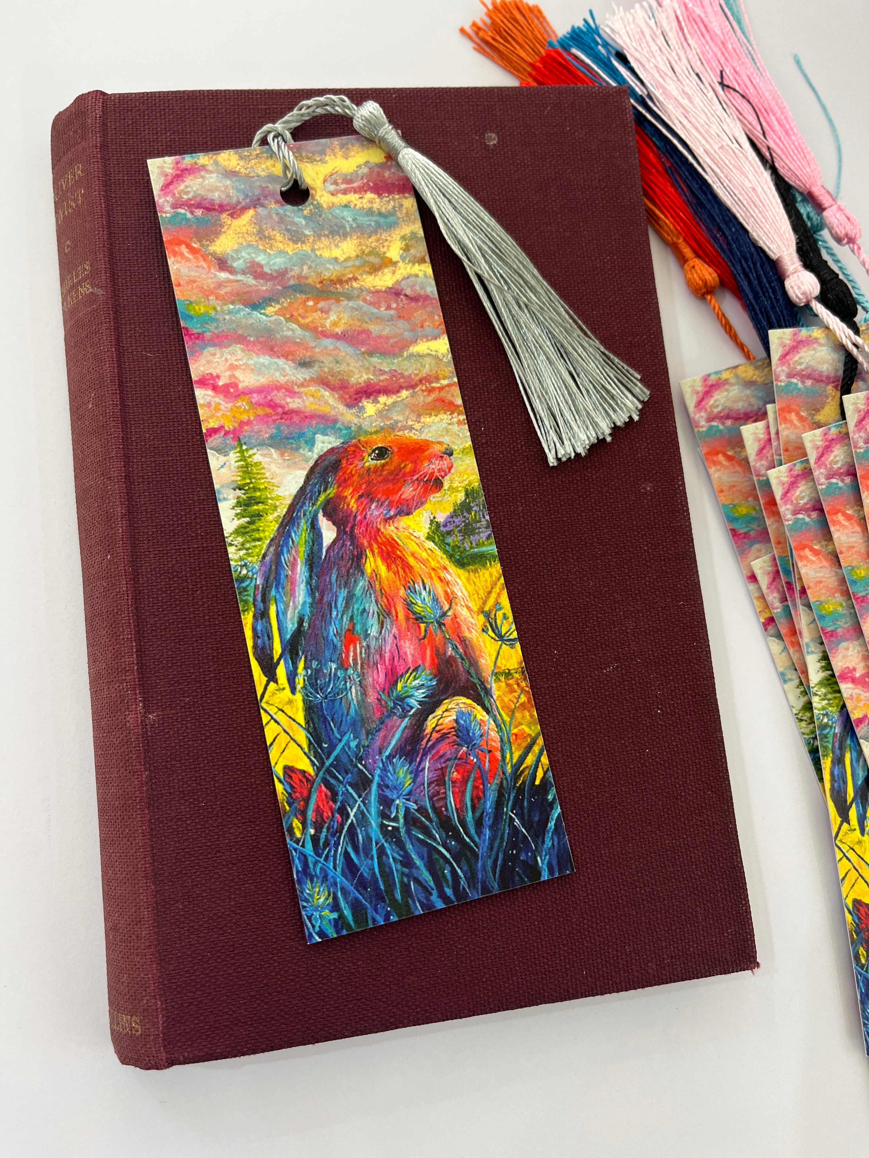 Sunset Hare Bookmark, majestic hare art  image 3
