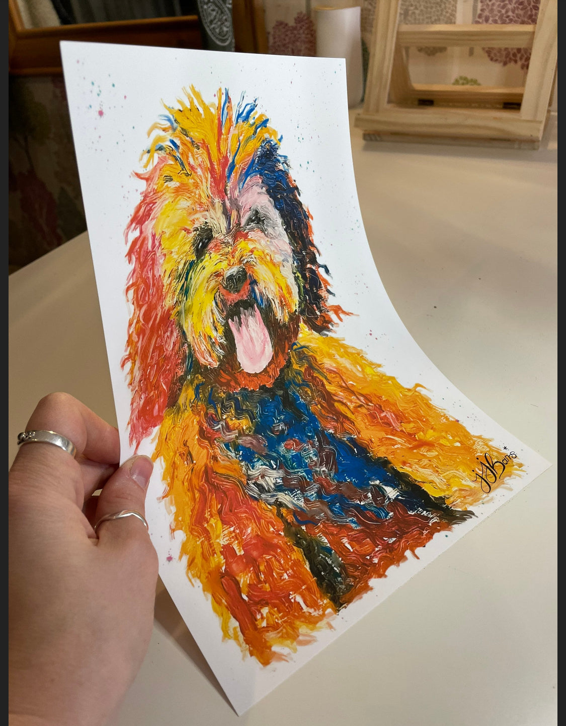 Cockapoo Colourful Painting Print, Goldendoodle Art Print image 1