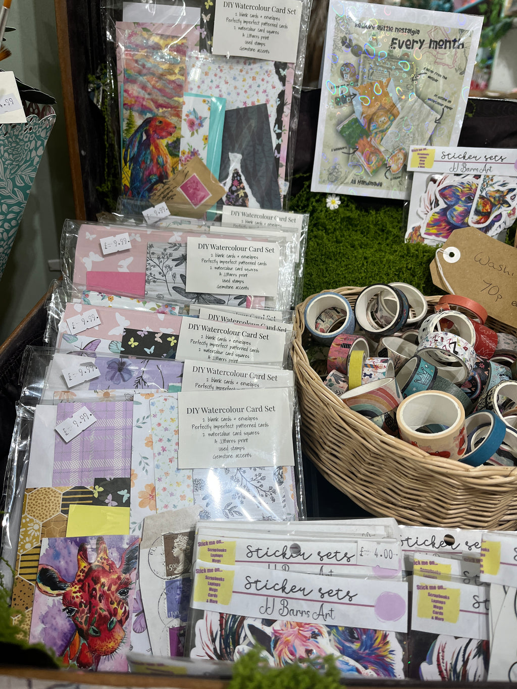 washi tape and card making, stickers and more with colourful designs jj barrs art