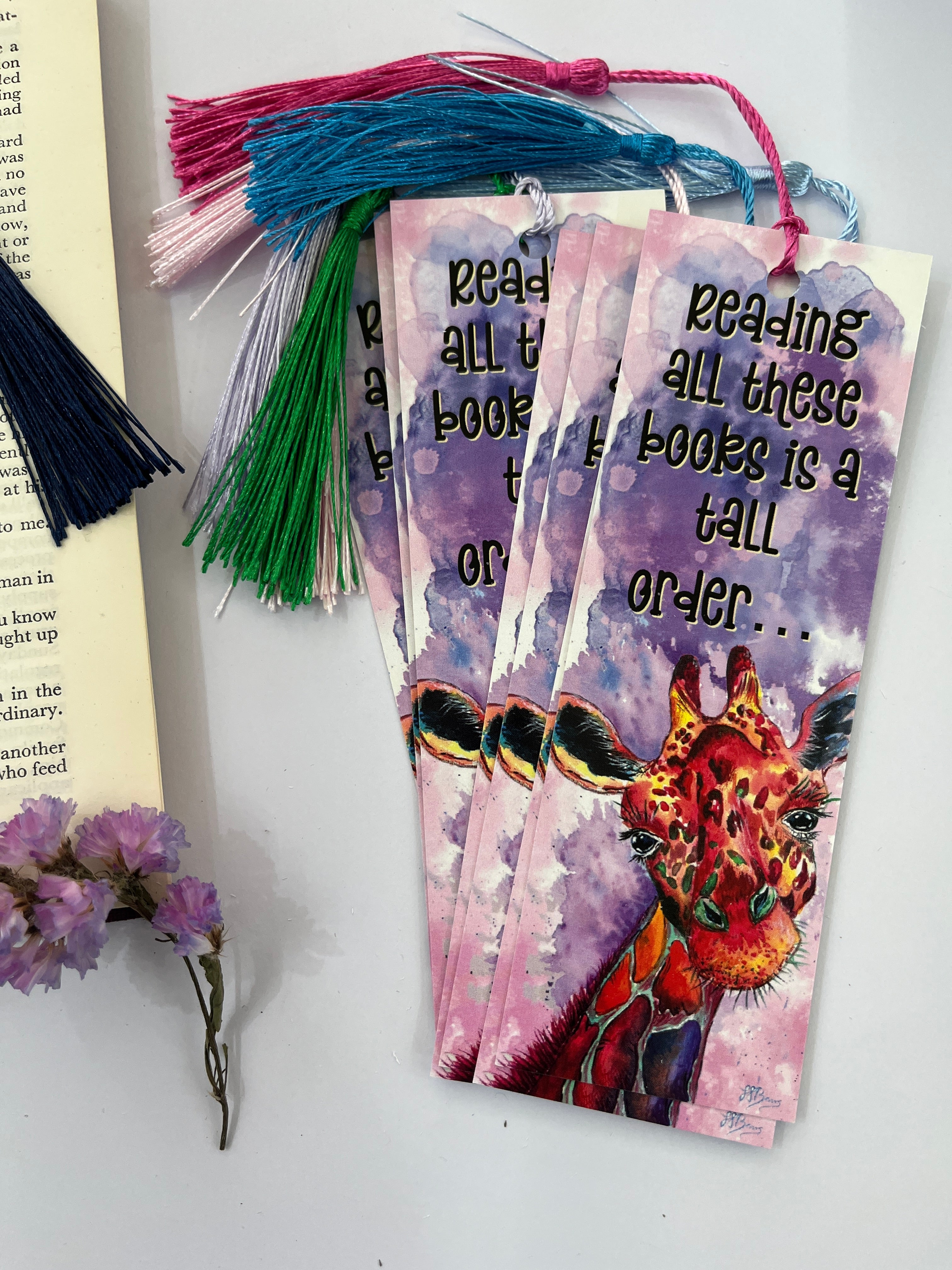 Giraffe bookmark, colourful art bookmark for bookworms-The Wild Fig &amp; Fern