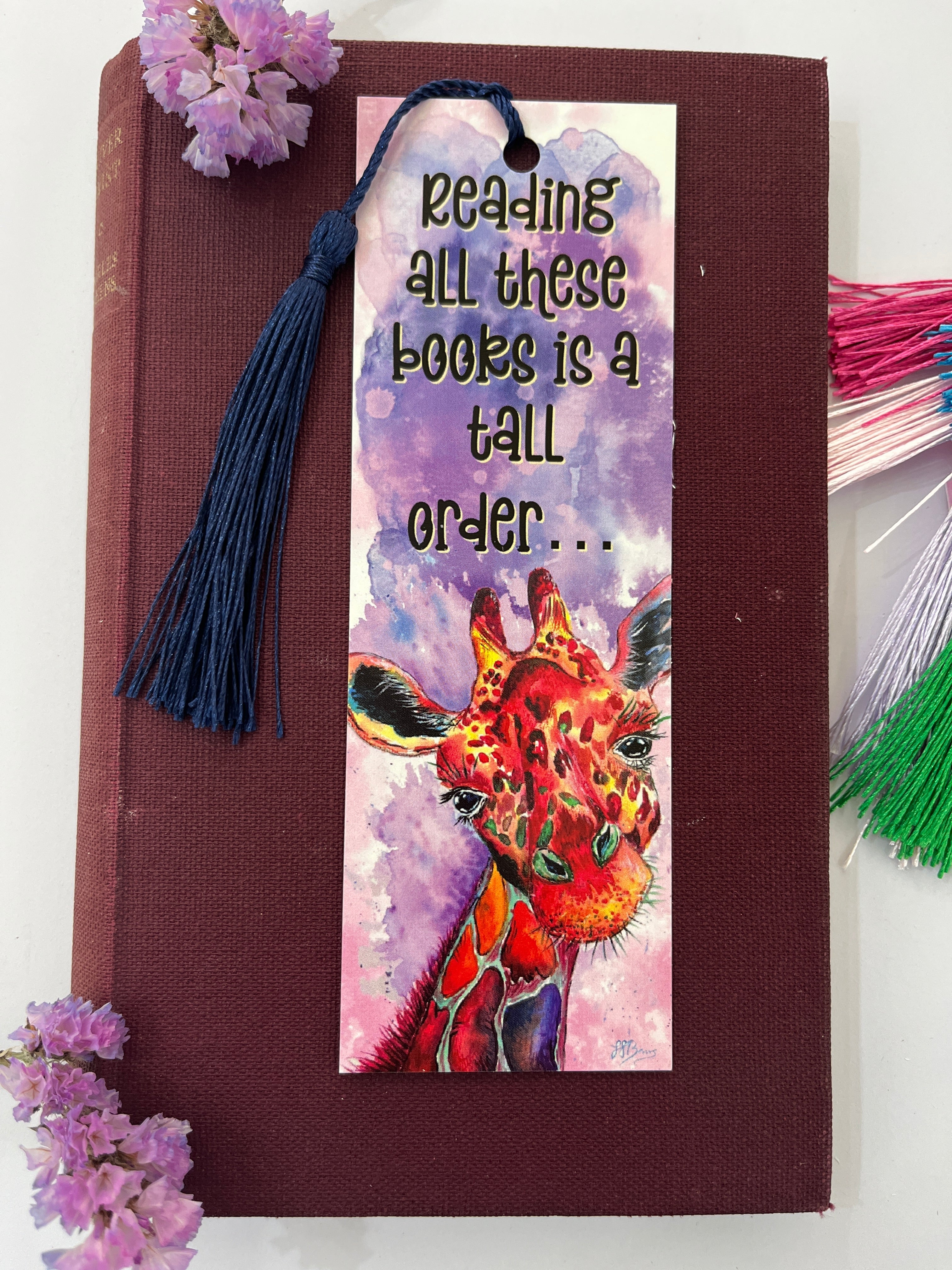 Giraffe bookmark, colourful art bookmark for bookworms-The Wild Fig &amp; Fern