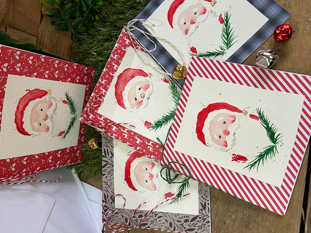 Hand Painted Santa Christmas Card-The Wild Fig &amp; Fern