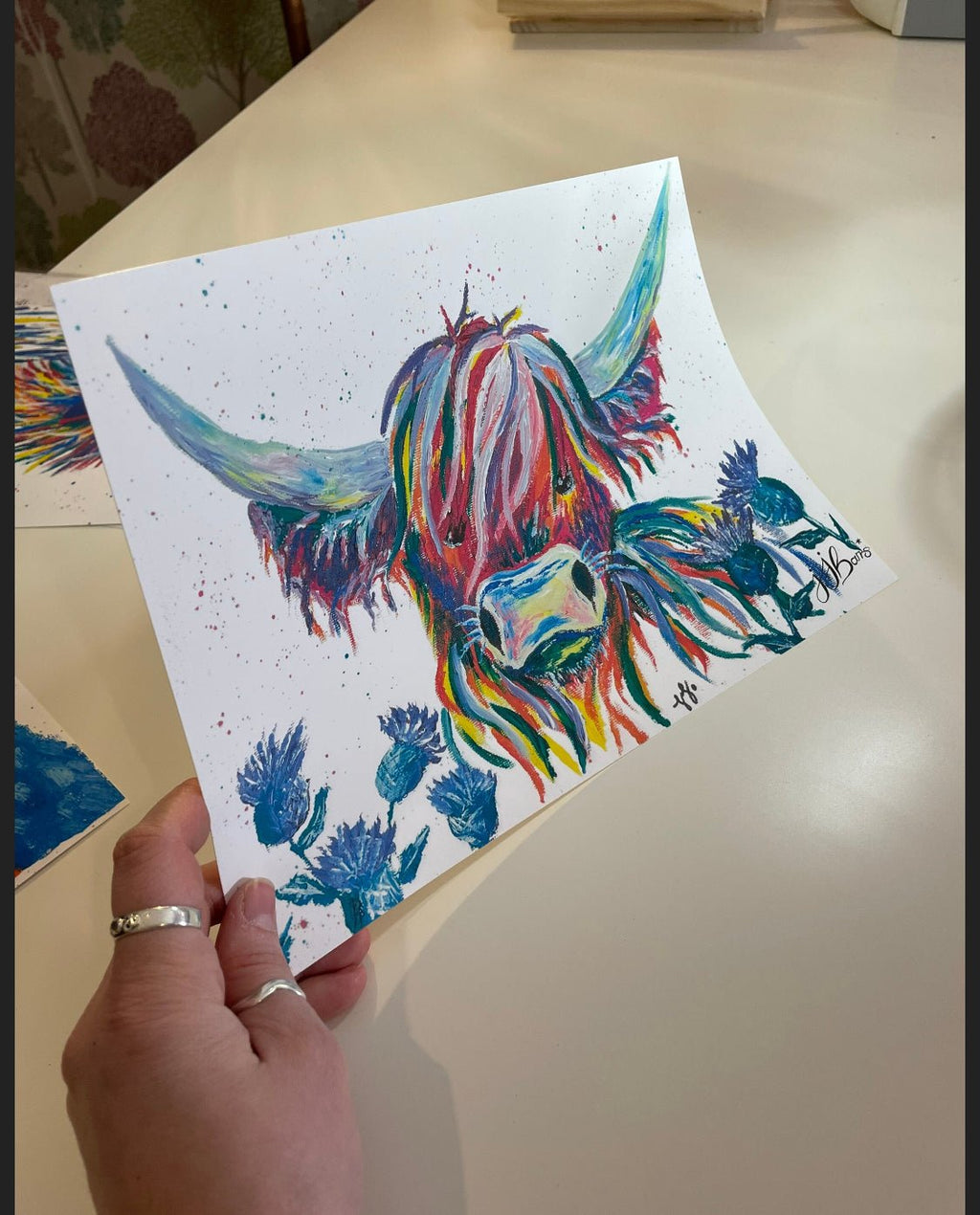 Highland cow Oil Painting Print - The Wild Fig & Fern Buttercups Tearoom, JJ Barrs Art, Colourful Art, Gift Ideas, Market Harborough, Places to visit Leicestershire, Child Friendly, crafts, handmade, Highland cow Oil Painting Print