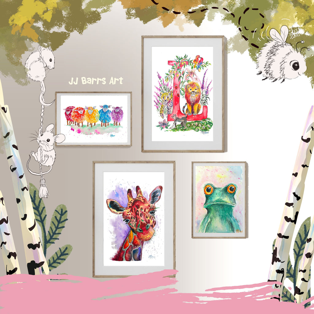 *L* A4/A3 Custom Name And Letter, Watercolour Art Print-The Wild Fig &amp; Fern