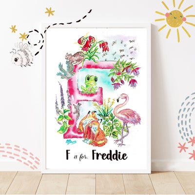 Letter *F* A4/A3 Custom Name And Letter, Watercolour Art Print - The Wild Fig & Fern Buttercups Tearoom, JJ Barrs Art, Colourful Art, Gift Ideas, Market Harborough, Places to visit Leicestershire, Child Friendly, crafts, handmade, Letter *F* A4/A3 Custom Name And Letter, Watercolour Art Print