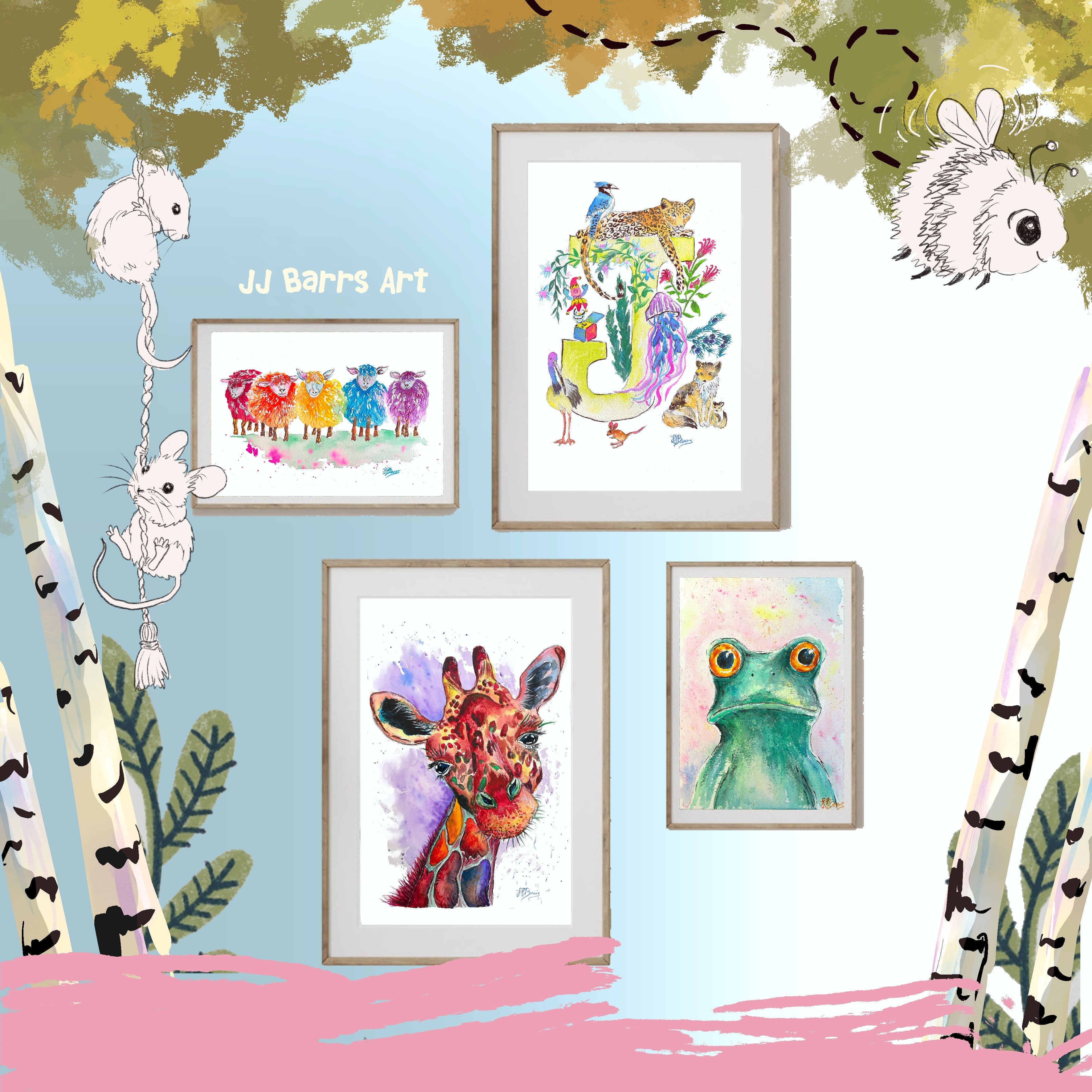 Letter *J* A4/A3 Custom Name And Letter, Watercolour Art Print-The Wild Fig &amp; Fern