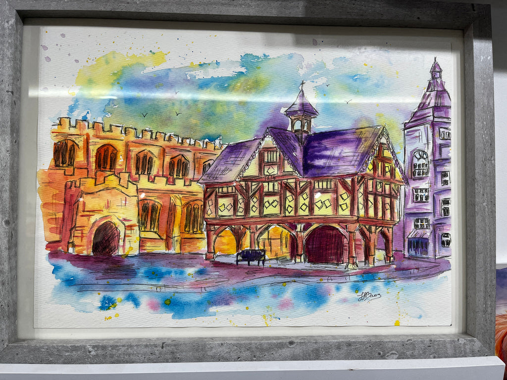 Market Harborough Old Grammar School, Original Watercolour Painting-The Wild Fig &amp; Fern