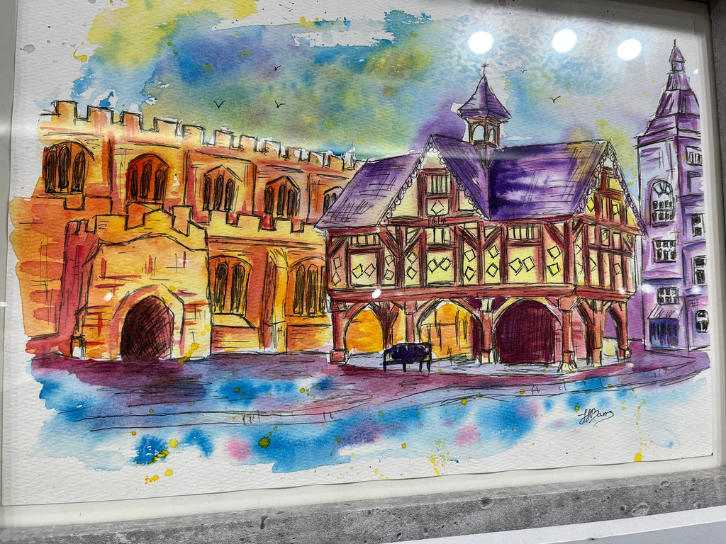 Market Harborough Old Grammar School, Original Watercolour Painting-The Wild Fig &amp; Fern