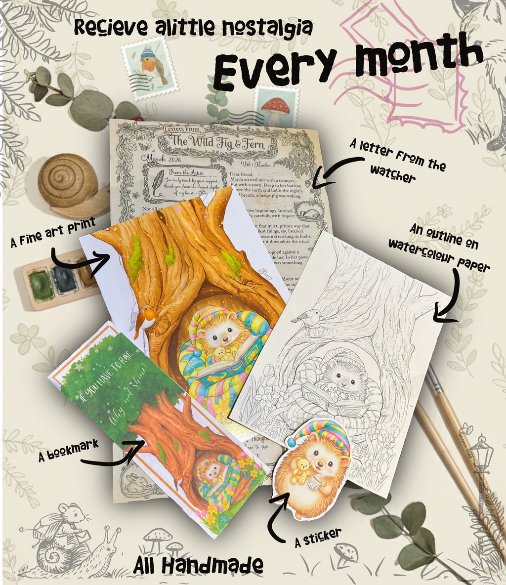monthly mail club, worldwide postage, snail mail the wild fig and fern