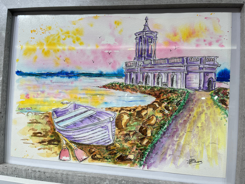 Normanton Church at Rutland Water Original Watercolour Painting-The Wild Fig &amp; Fern