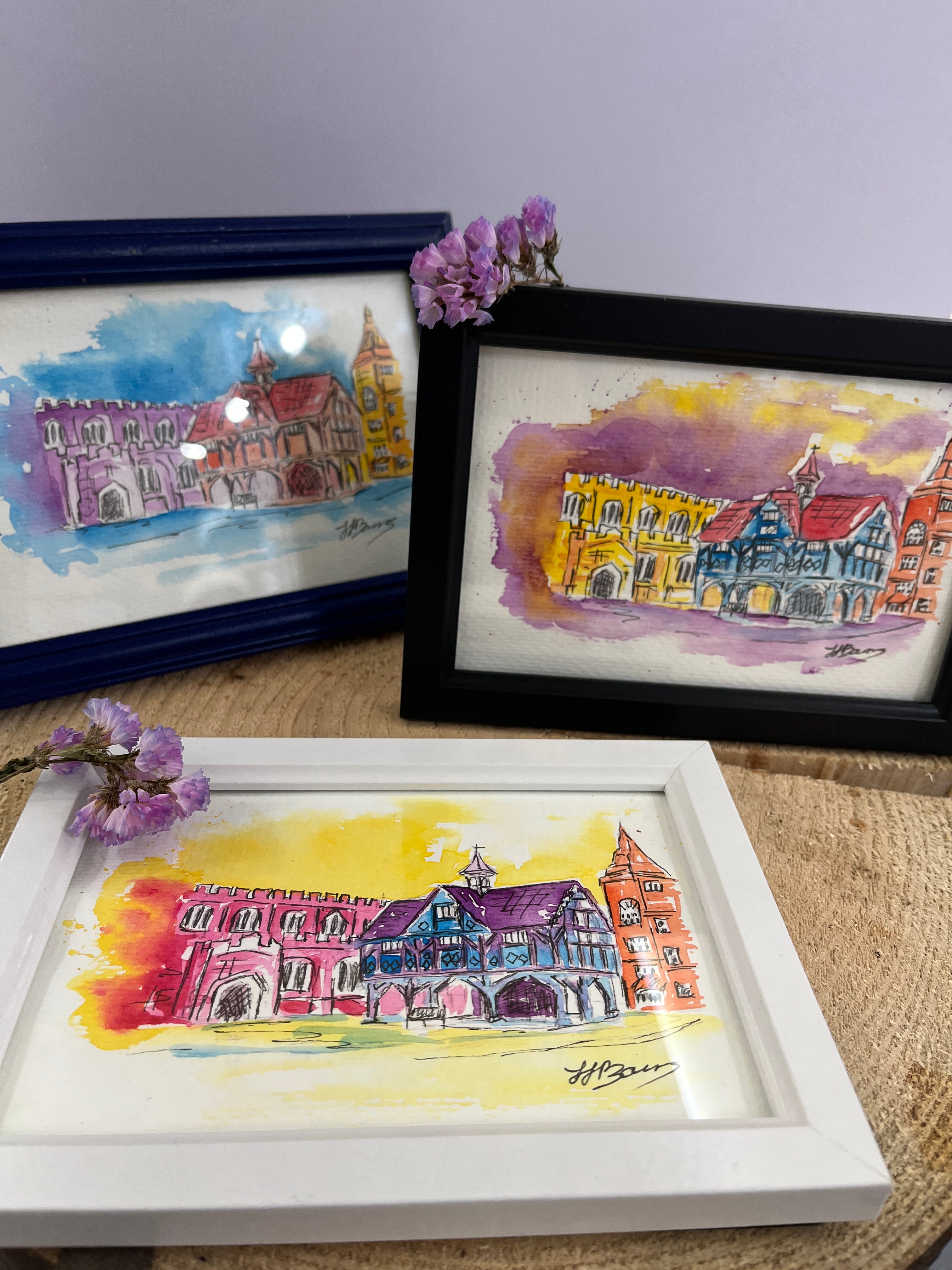Old Grammar School in Market Harborough Original Watercolour Mini Painting-The Wild Fig &amp; Fern