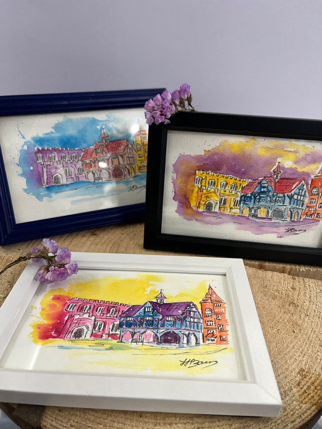 Old Grammar School in Market Harborough Original Watercolour Mini Painting-The Wild Fig &amp; Fern