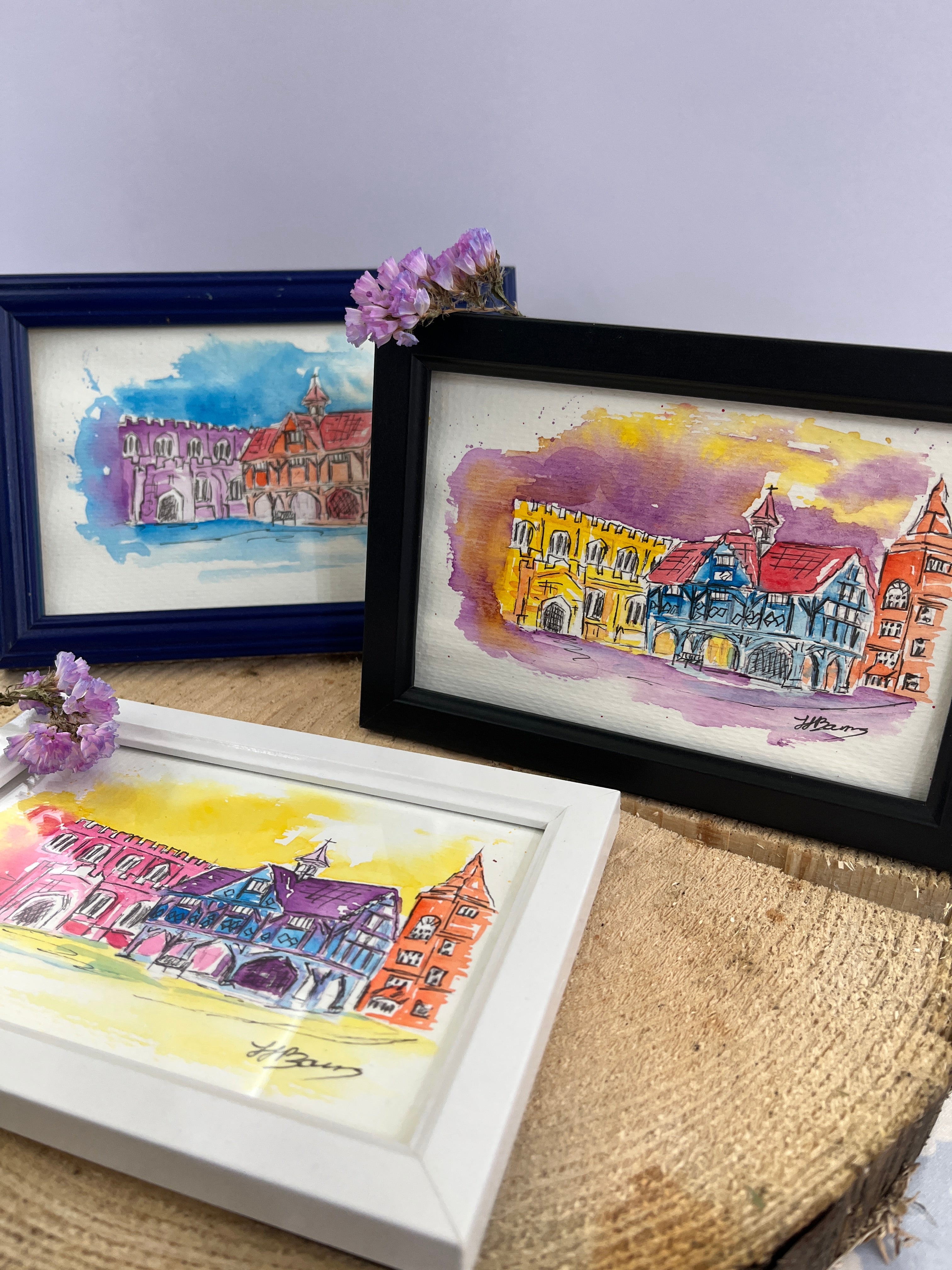 Old Grammar School in Market Harborough Original Watercolour Mini Painting-The Wild Fig &amp; Fern