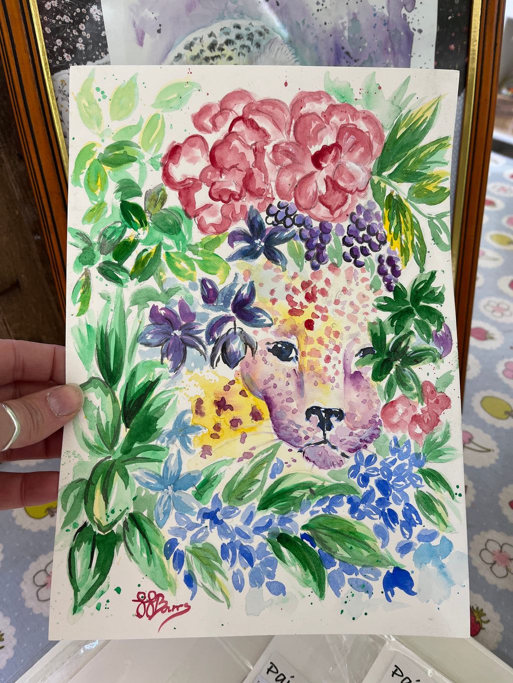 Original Painting Leopard watercolour-The Wild Fig &amp; Fern